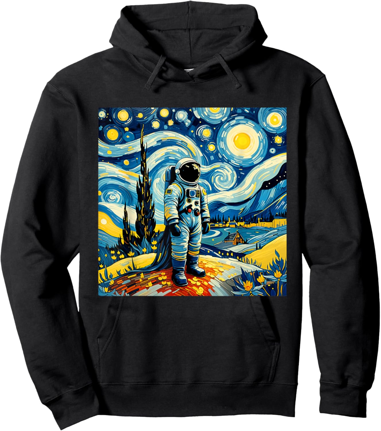 Van Gogh Starry Night Astronaut space lovers Hoodie - Hoodie | Black