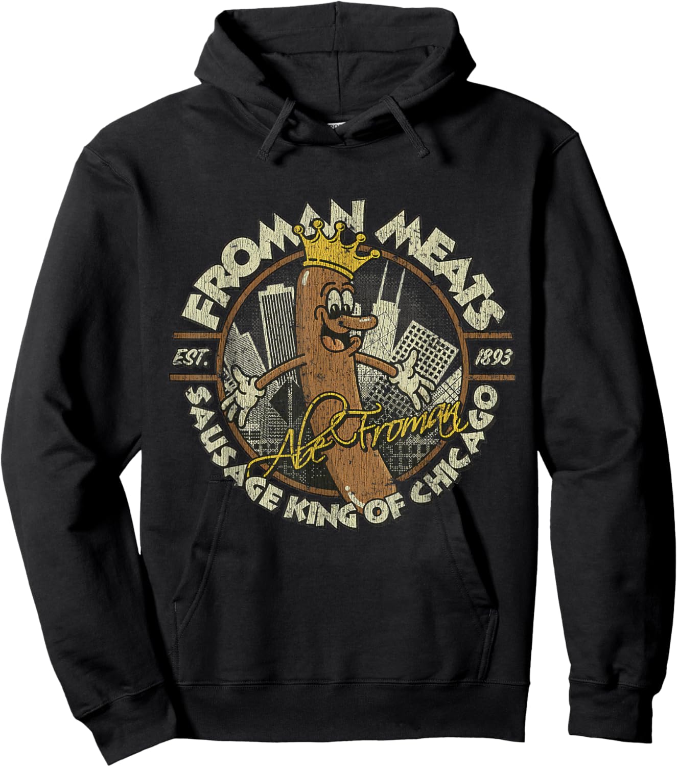 Abe Meats Froman 1986 Sausage King Of Chicago Hoodie - Hoodie | Black