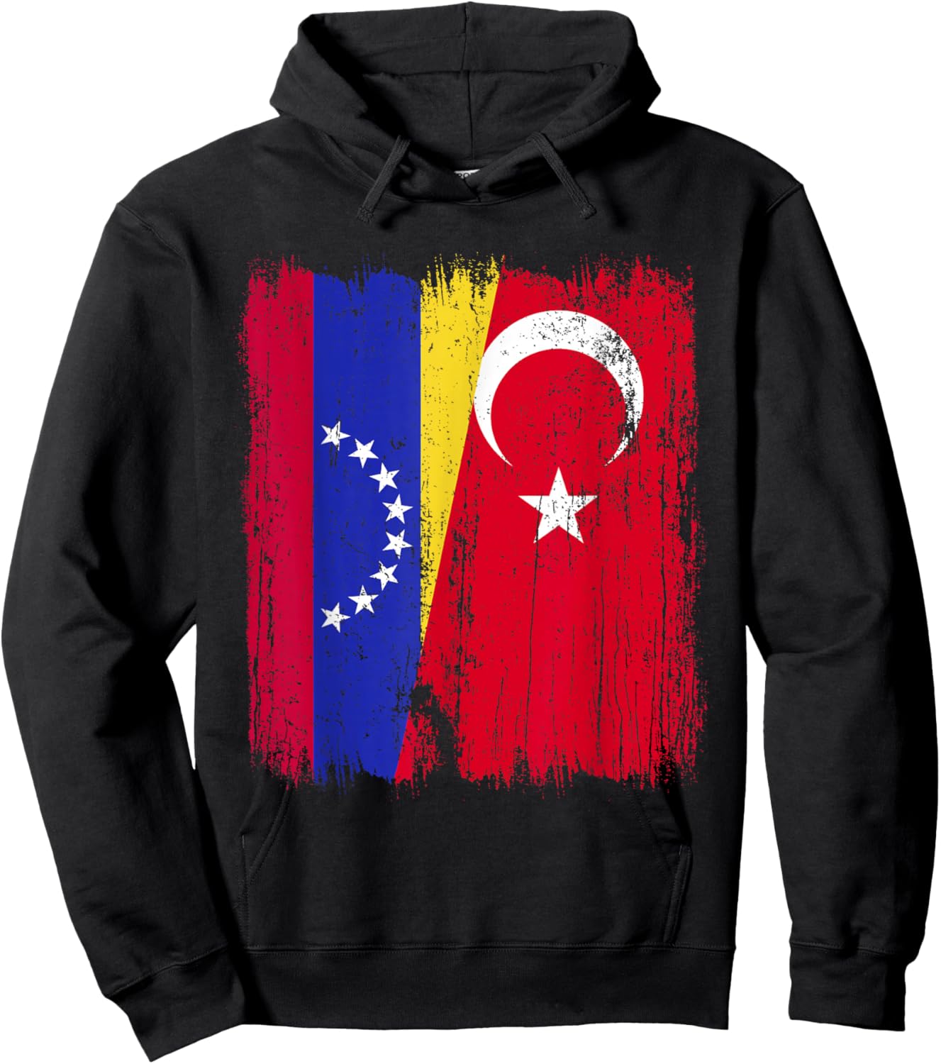 Venezuela Turkey Half Flag Turkiye Venezuelan Turkish Hoodie - Hoodie | Black