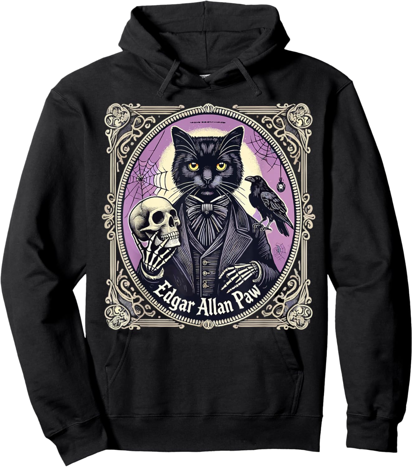 “Edgar Allan Paw” Funny Pun Black Cat Gothic Theme Hoodie - Hoodie | Black