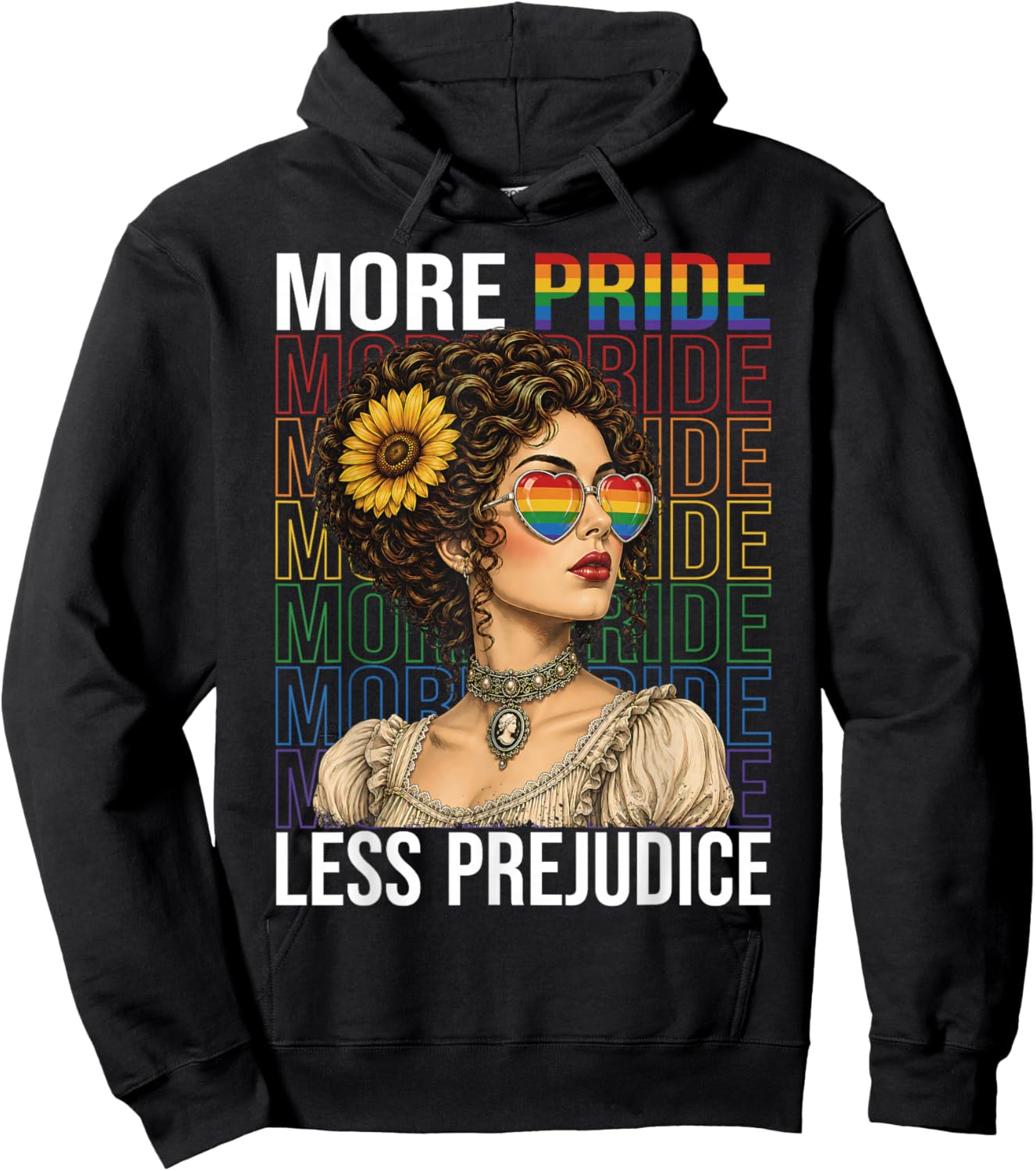 More Pride Less Prejudice LGBTQ Pride Month Gay Pride Hoodie - Hoodie | Black