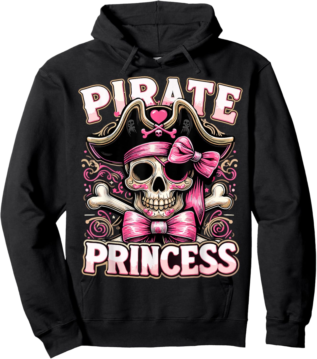 Funny Halloween Costume Pirate Princess Coquette Bow Hoodie - Hoodie | Black