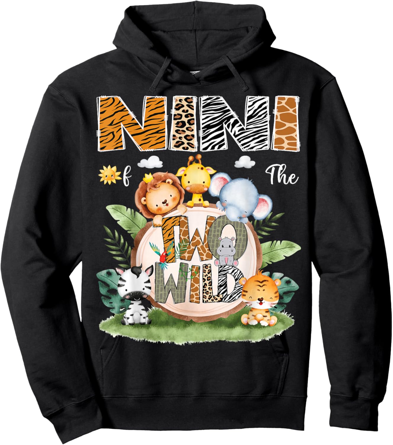 Nini Of The Two Wild 2Nd Birthday Safari Animal Lover Hoodie - Hoodie | Black