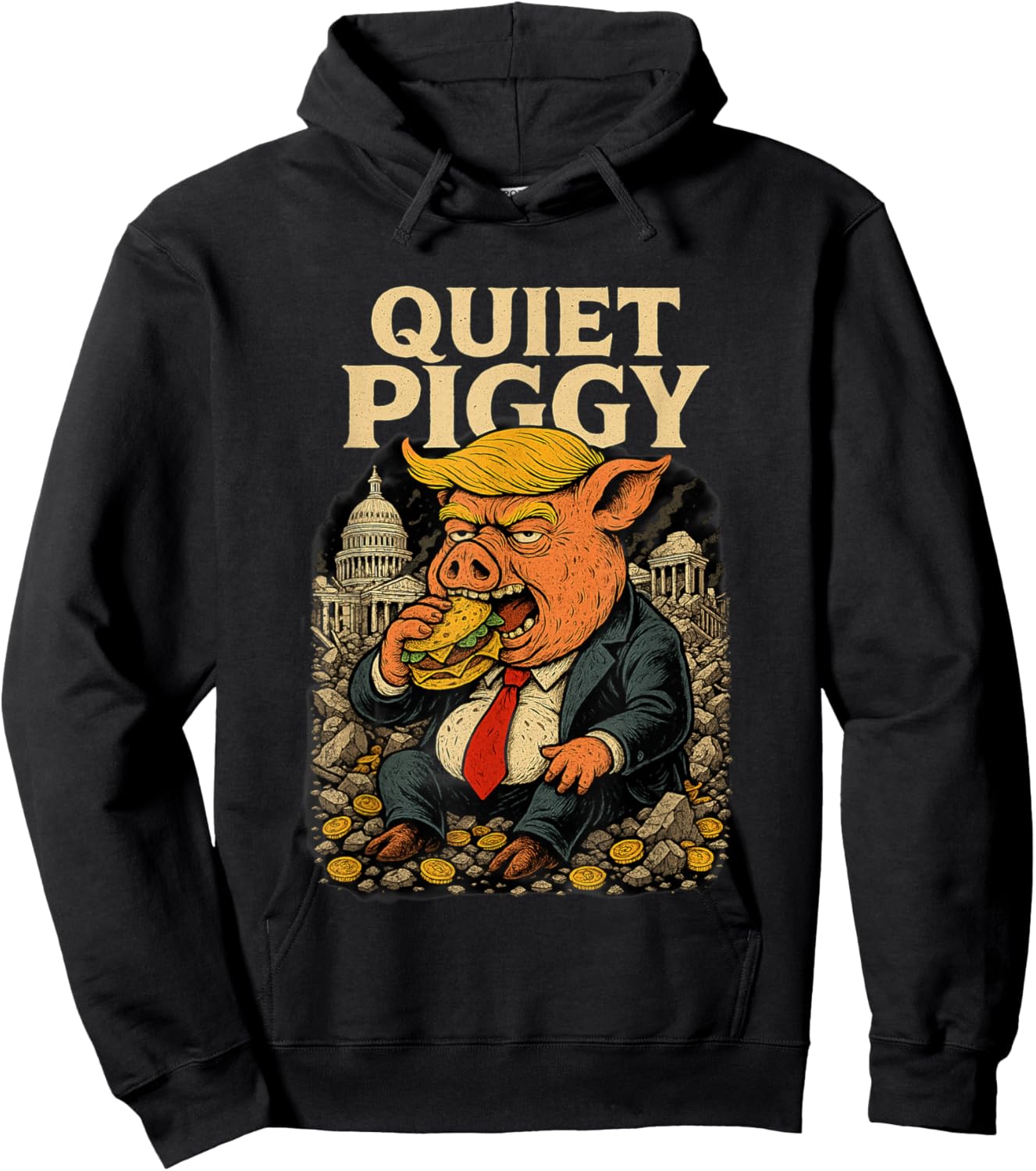 Quiet Piggy Hoodie - Hoodie | Black
