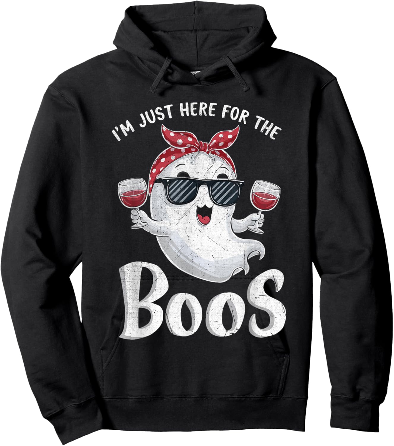 I'm Just Here for the Boos Funny Halloween Cute Ghost Hoodie - Hoodie | Black