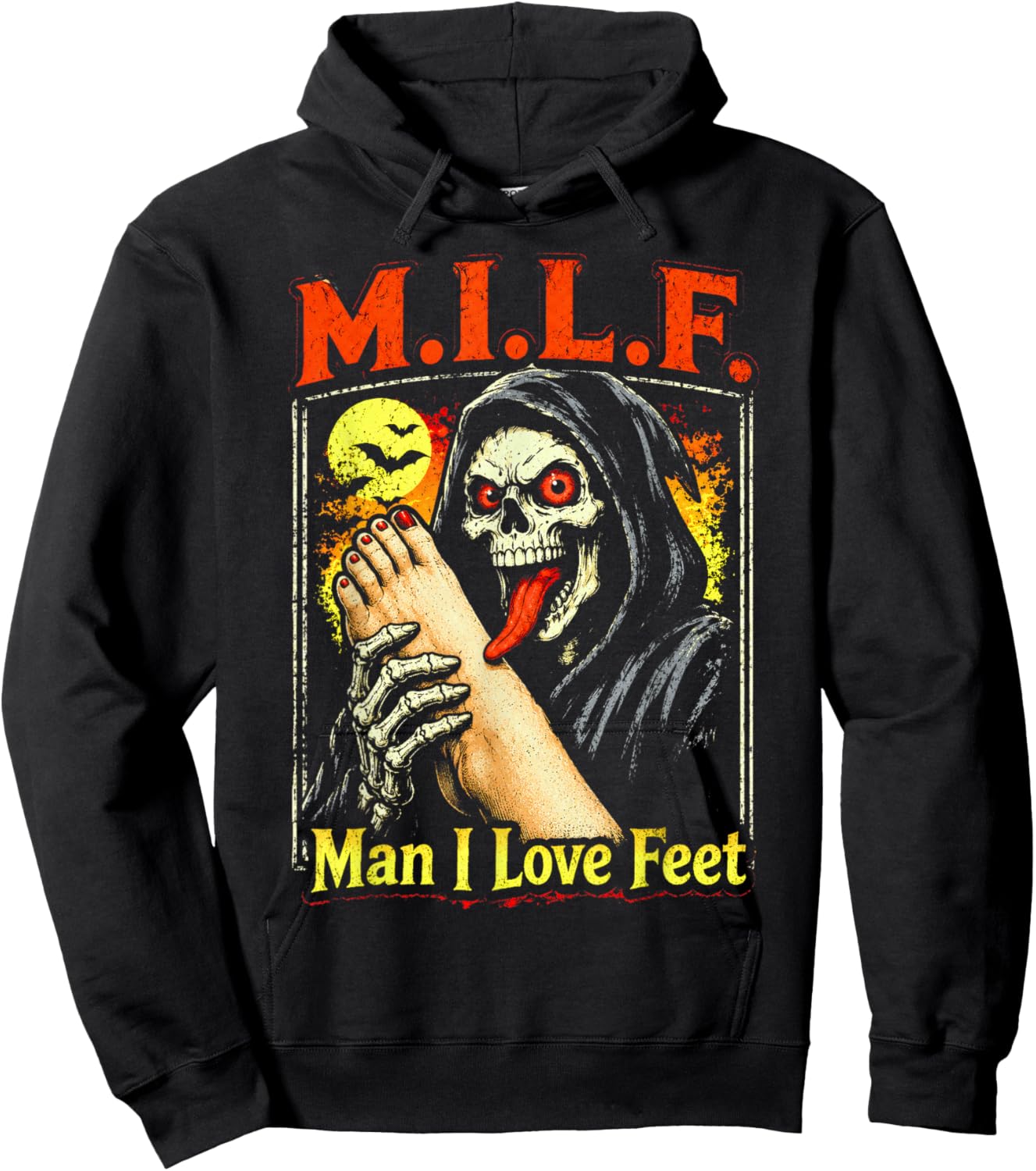 M.I.L.F. Man I Love Feet, Inappropriate Humor Foot Toe Lover Hoodie - Hoodie | Black