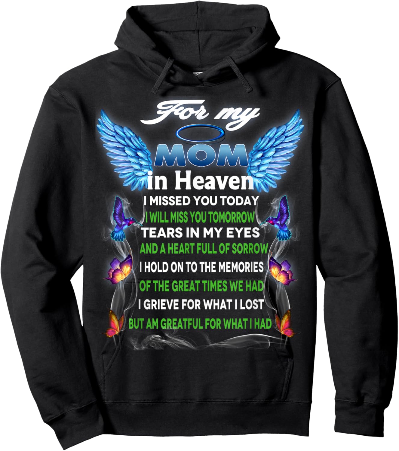 For My Mom In Heaven Poem, Memory Of Mother In Mother's Day Hoodie - Hoodie | Black