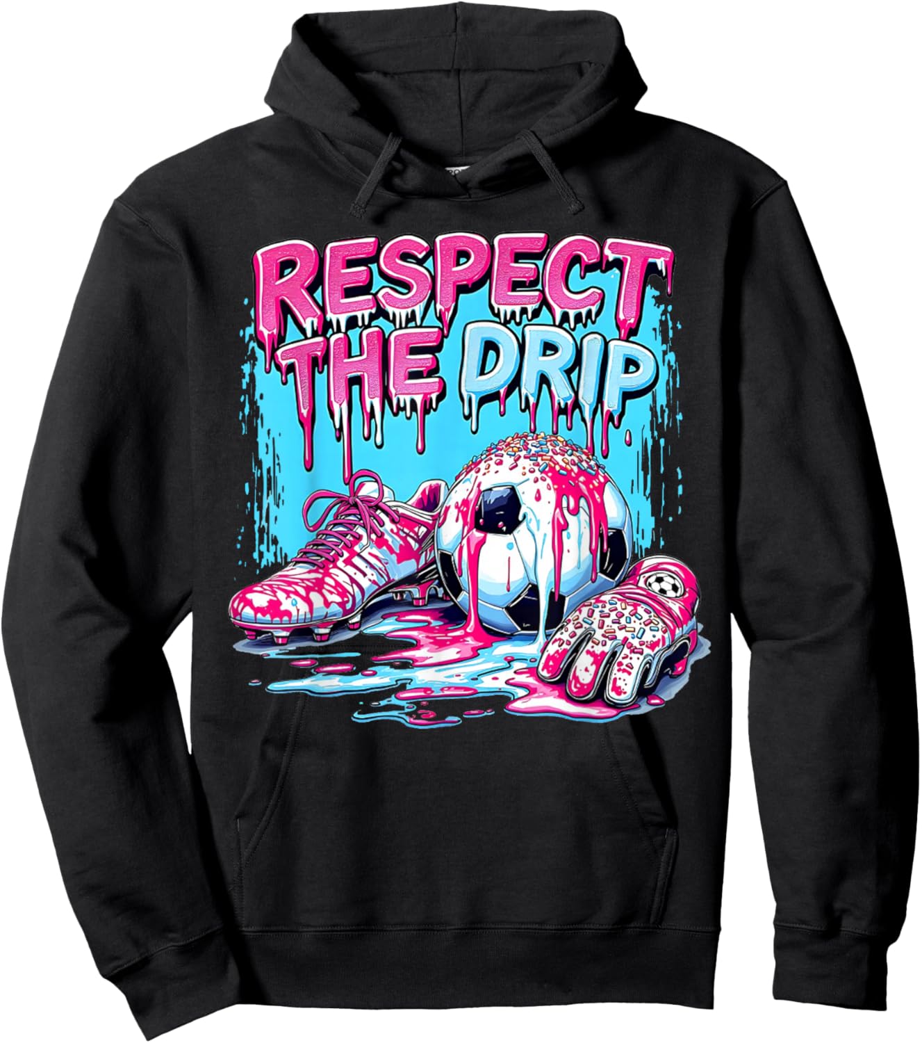 Soccer Ice Cream Sprinkles Theme Youth Respect The Drip Kids Hoodie - Hoodie | Black