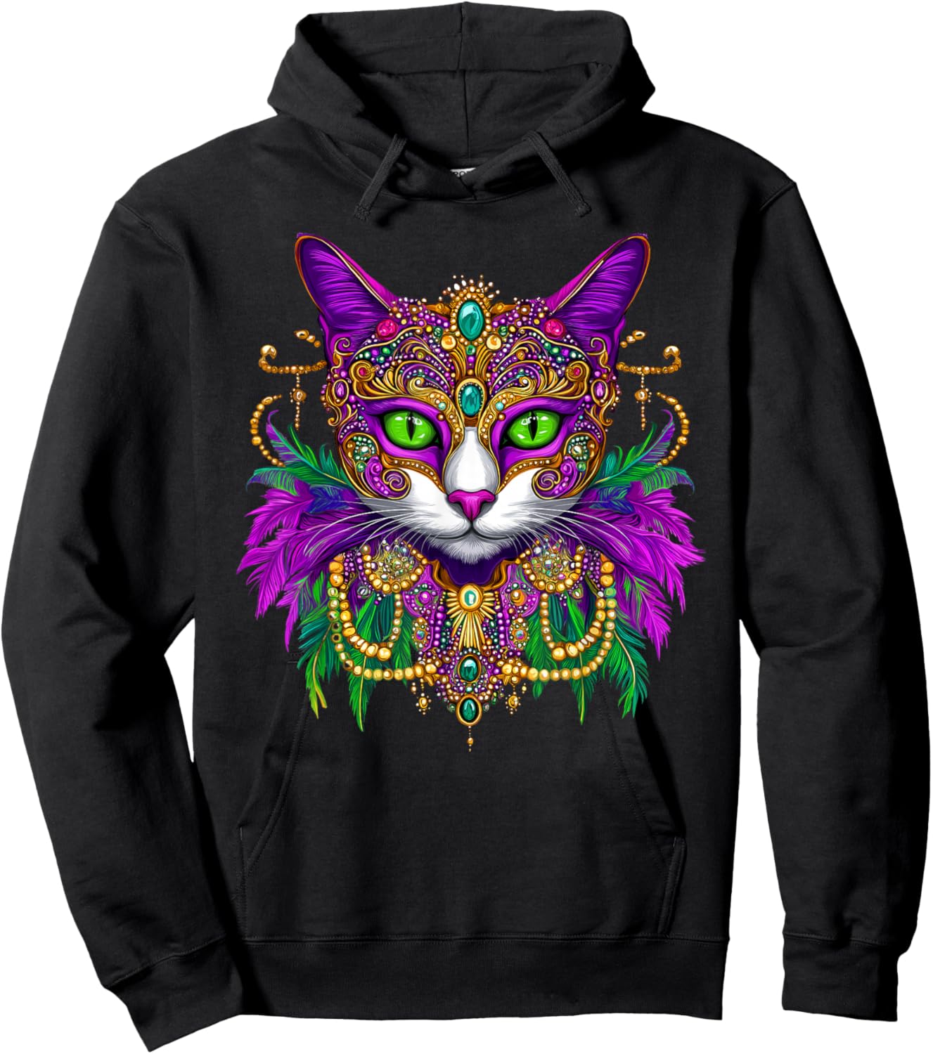 Meowdi Gras Mardi Gras Cat Lover New Orleans Louisiana Men Women Kids Hoodie - Hoodie | Black