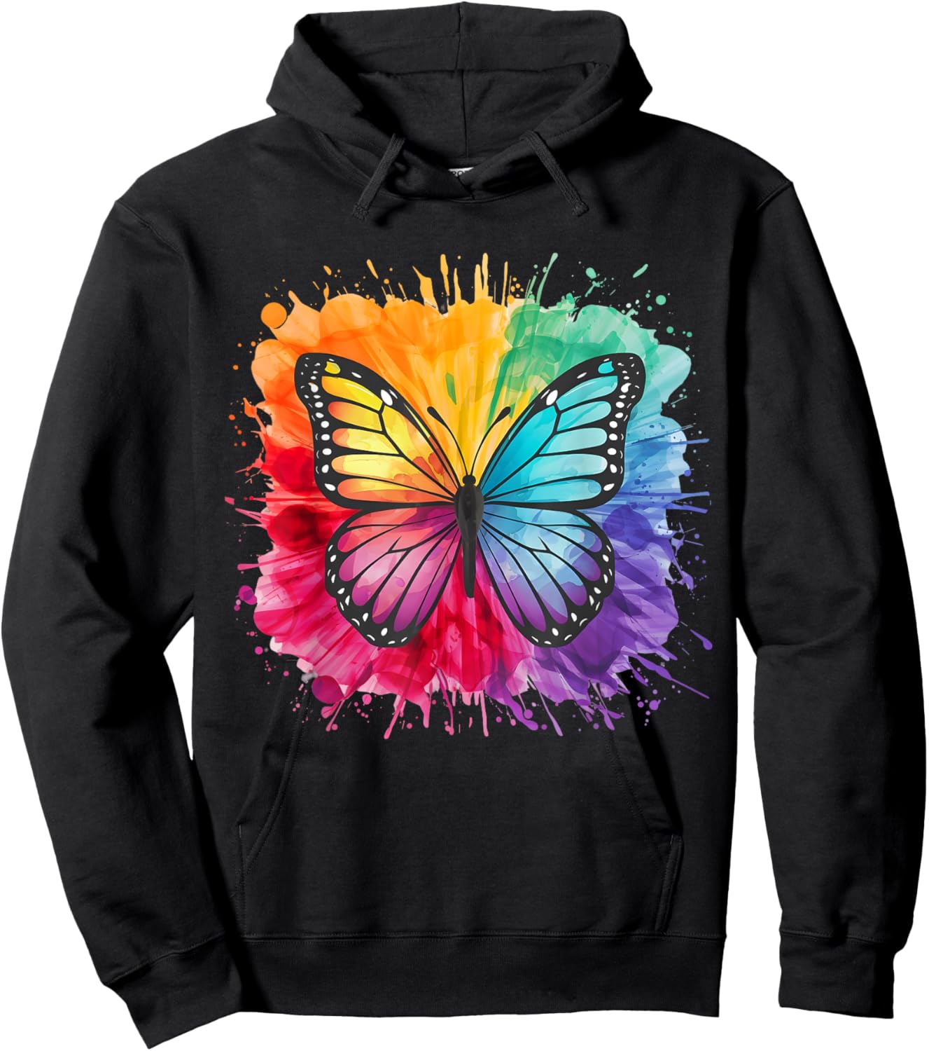 Butterfly Lover Colorful Watercolor Butterflies Butterfly Hoodie - Hoodie | Black