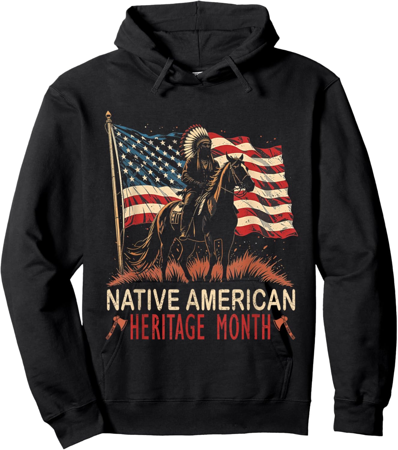 National Native American Heritage Month Cool Vintage History Hoodie - Hoodie | Black
