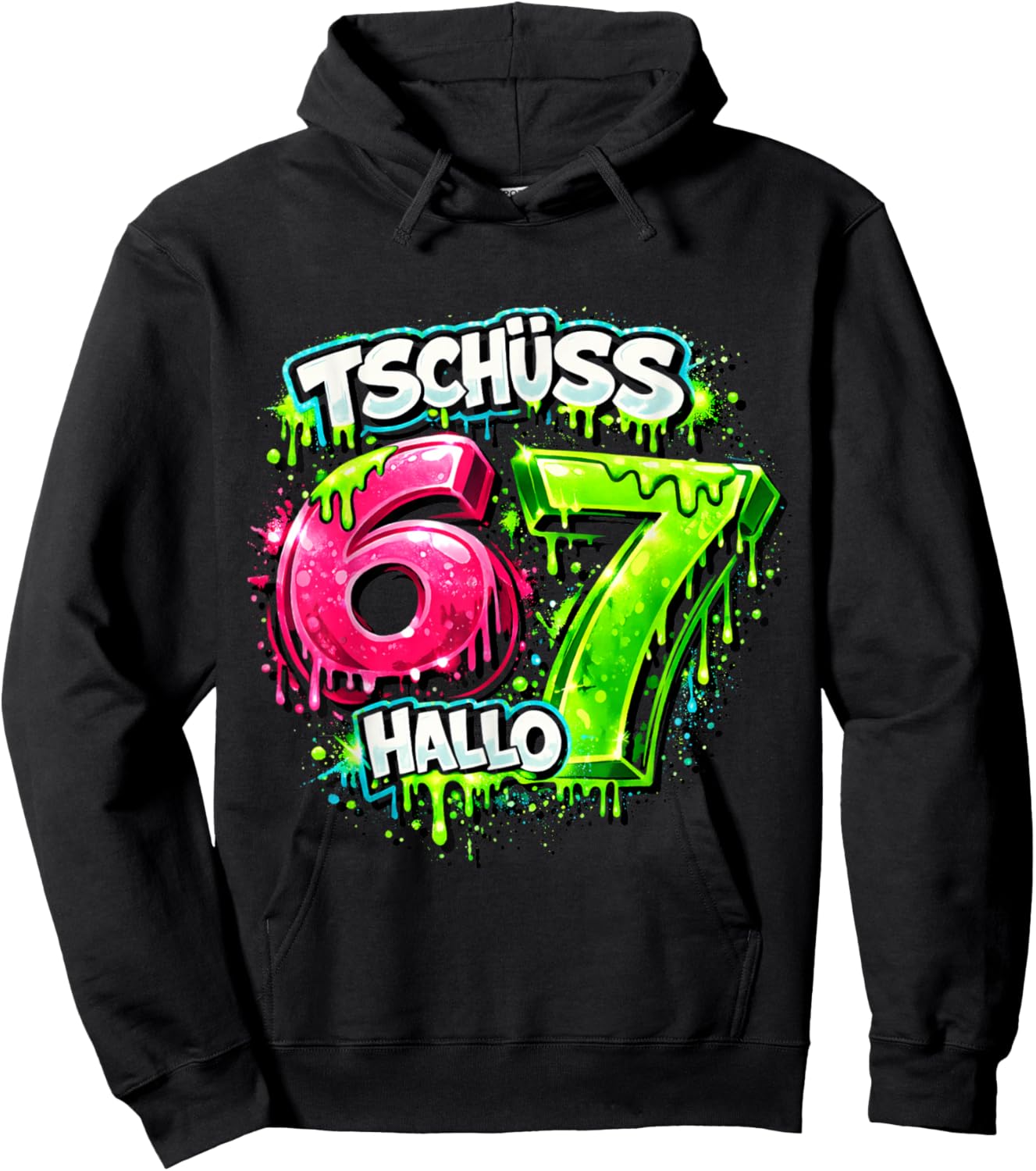 Tschüss 6 Hallo 7 - Lustiges 7. Geburtstag 67 Meme Hoodie - Hoodie | Black