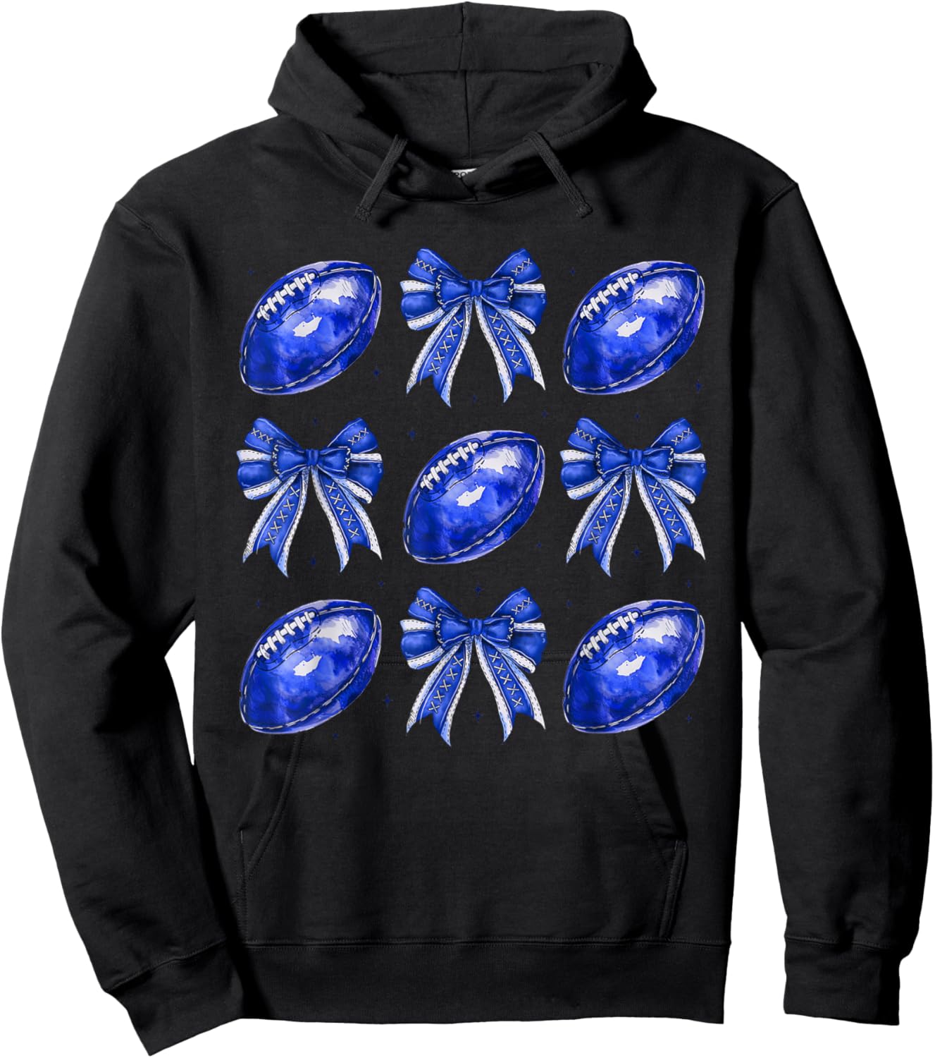 Cute Coquette Bow Game Day American Football Player Coach Hoodie - Hoodie | Black
