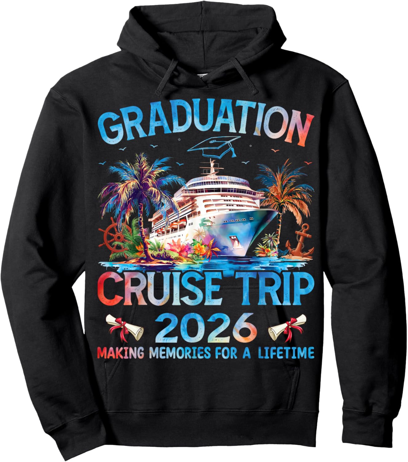 Class of 2026 Graduation Cruise Trip Senior Vacation Family Hoodie - Hoodie | Black
