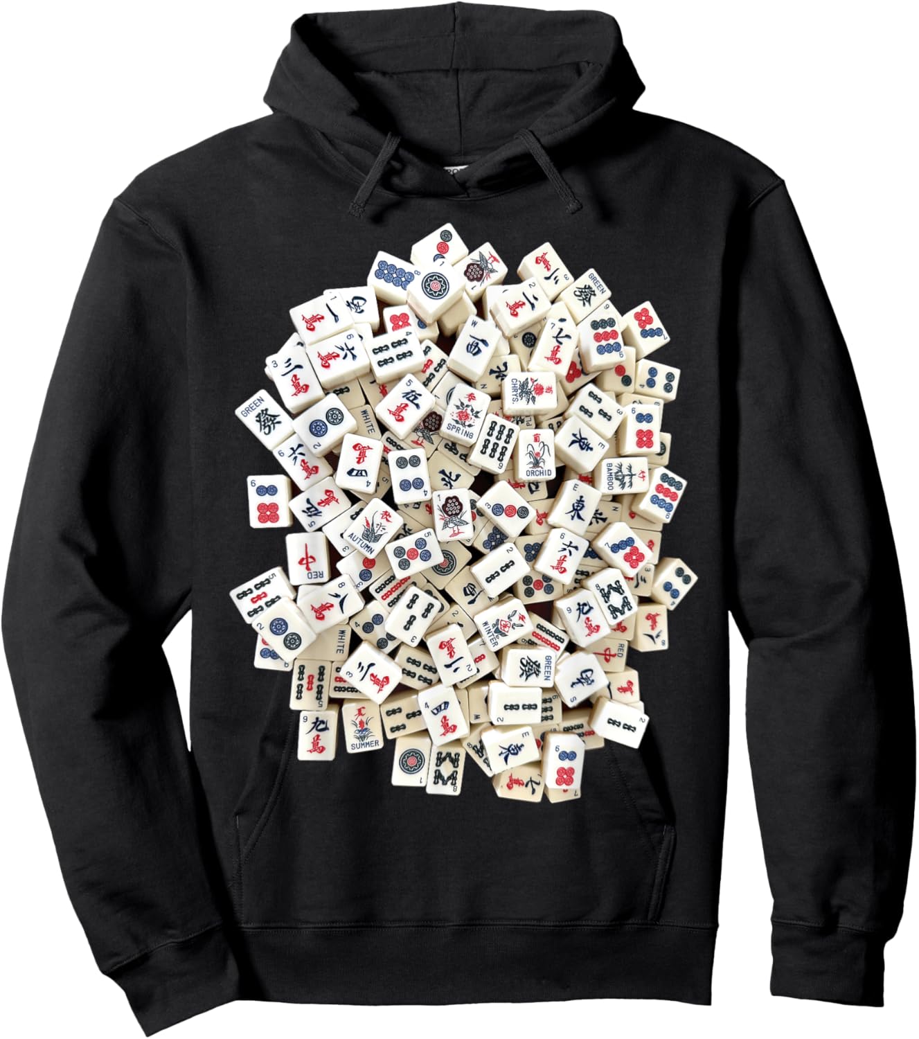 Mah Jong Tiles, Mah Jongg, Mahjong Game Tiles Hoodie - Hoodie | Black