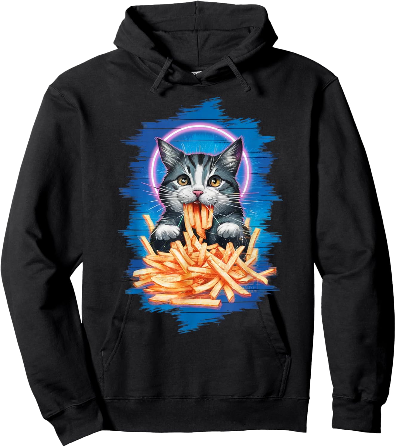 Funny Cat French Fries Humorous Potato Food Lovers Hoodie - Hoodie | Black