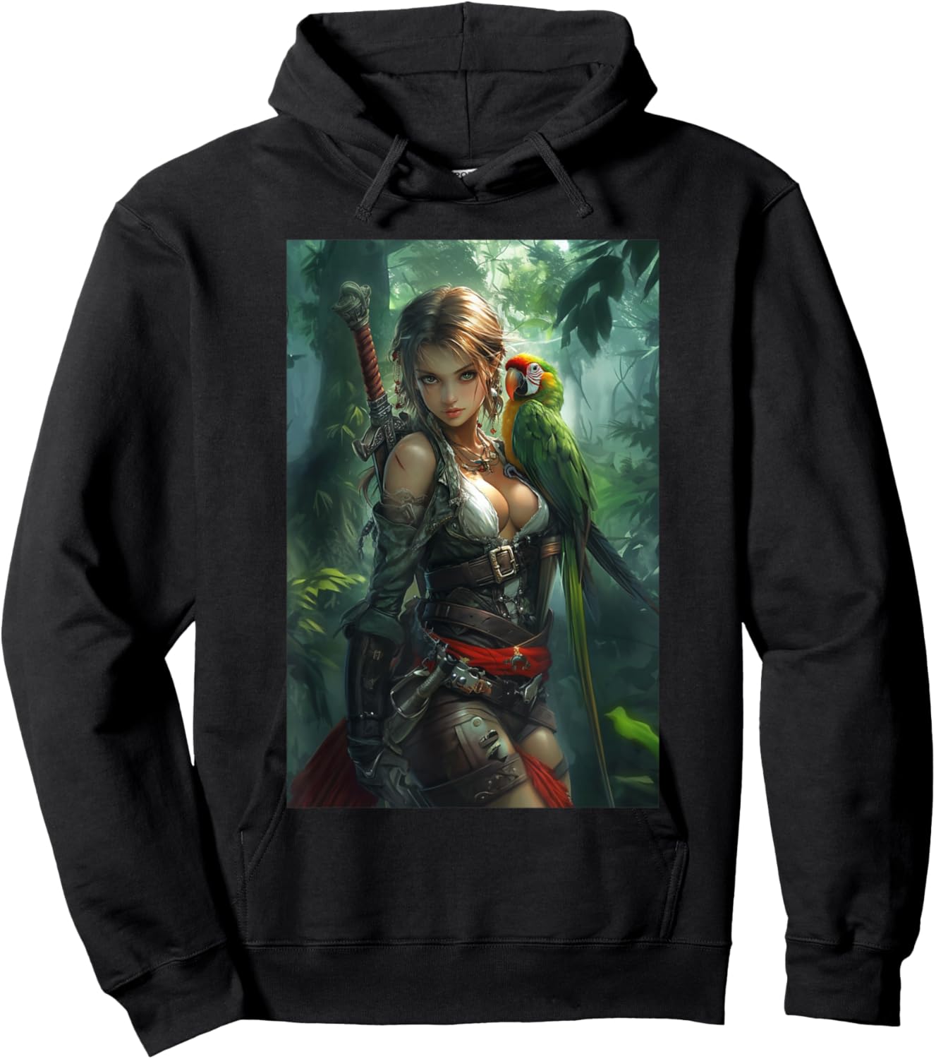 Sexy Anime Girl Pirate Manga Artwork Anime Merch Hoodie - Hoodie | Black