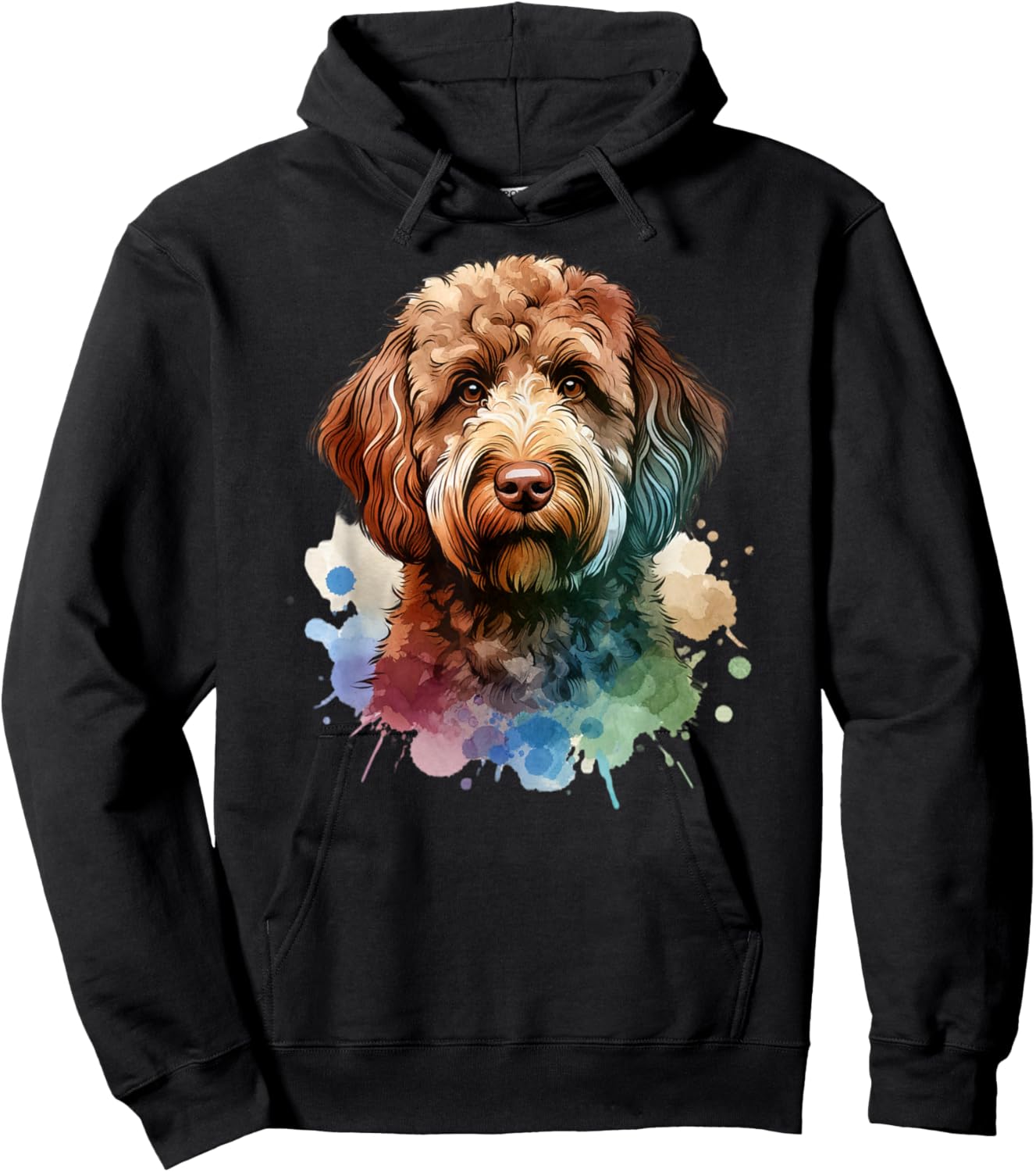 Doggies Unlimited Chocolate Labradoodle Dog Watercolor Artwork Hoodie - Hoodie | Black