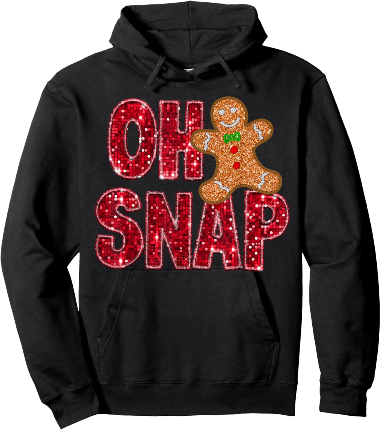 Oh Snap Gingerbread Xmas Santa Christmas Pajamas Holiday Hoodie - Hoodie | Black