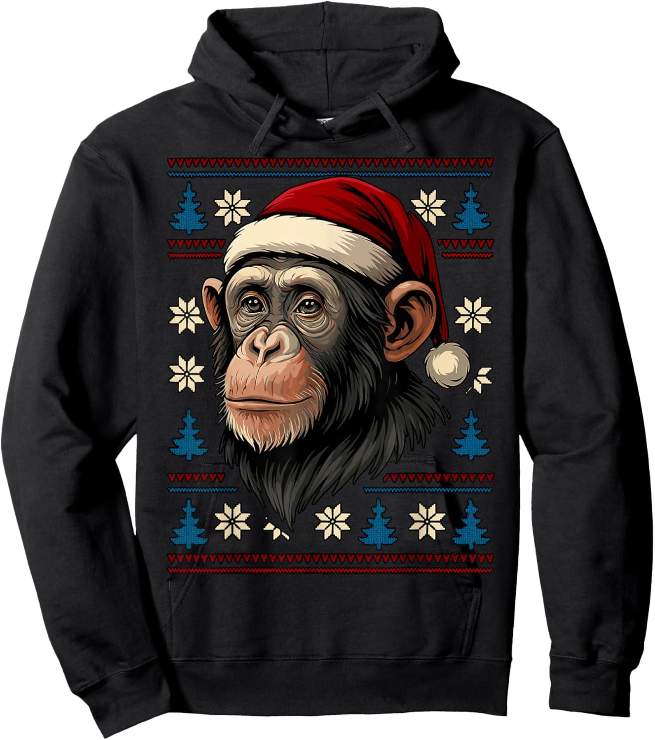 Monkey Ugly Christmas Sweater Hoodie - Hoodie | Black