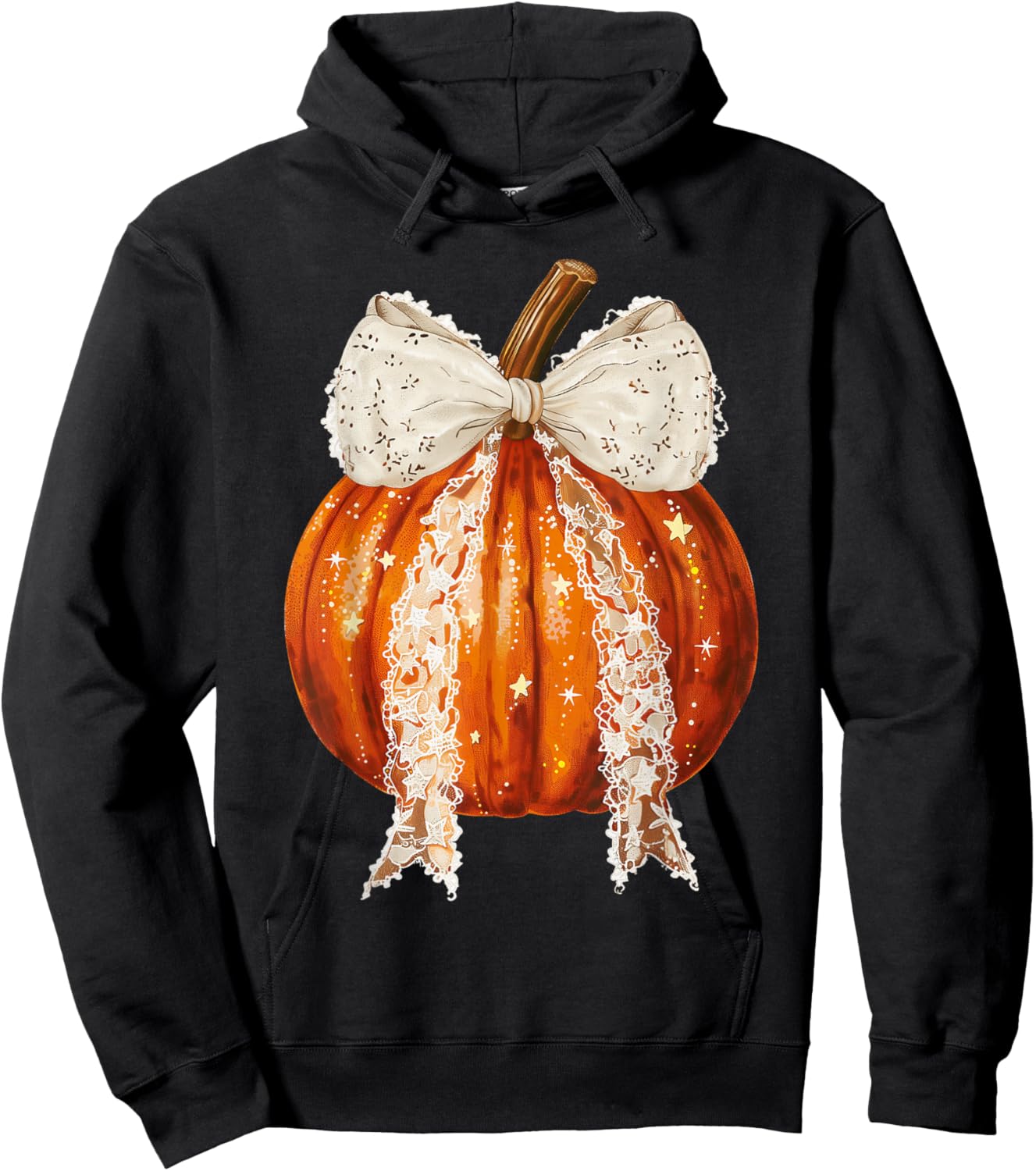 Coquette Bow Pumpkin Season Autumn Fall Y'all Thanksgiving Hoodie - Hoodie | Black