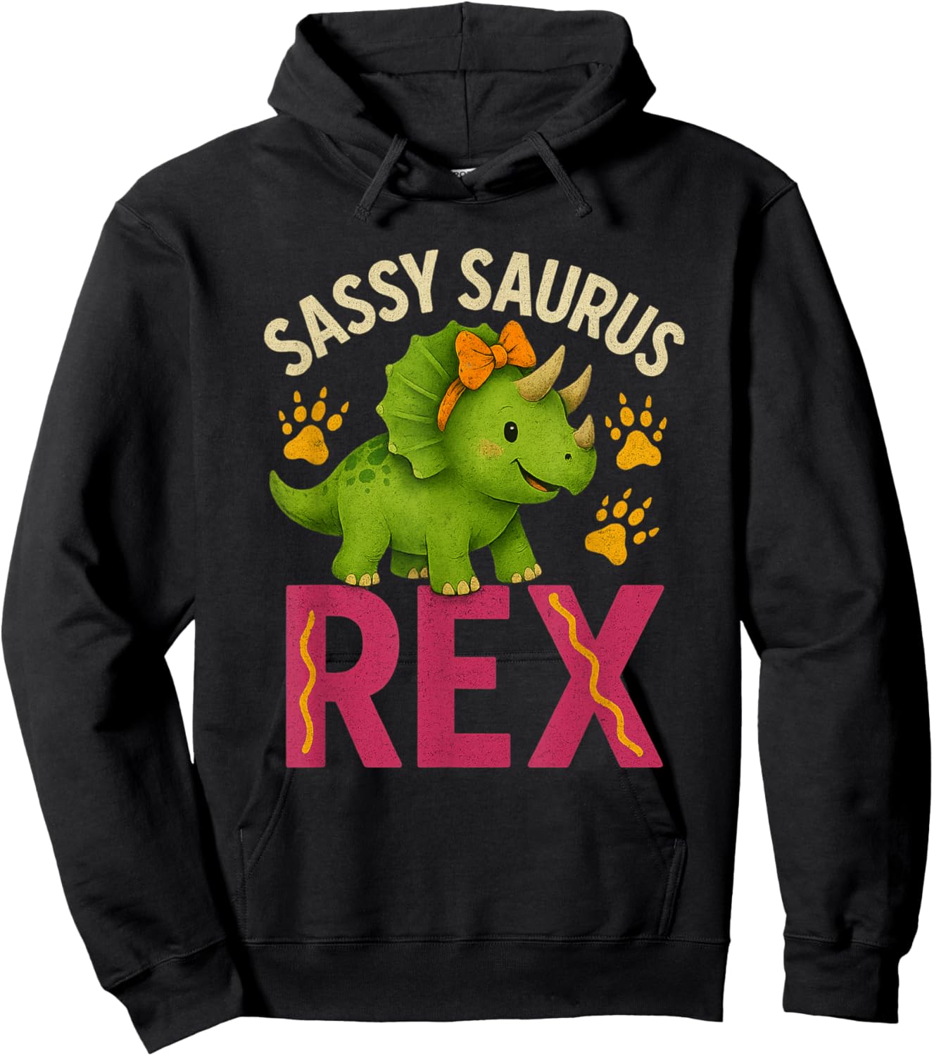 Sassy Saurus Cute Dinosaurs Design for Girls Hoodie - Hoodie | Black