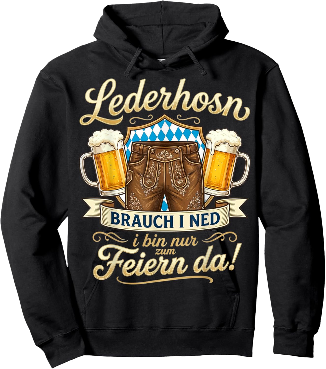 Trachtenshirt Herren Tracht Shirt Passend für Oktoberfest Hoodie - Hoodie | Black