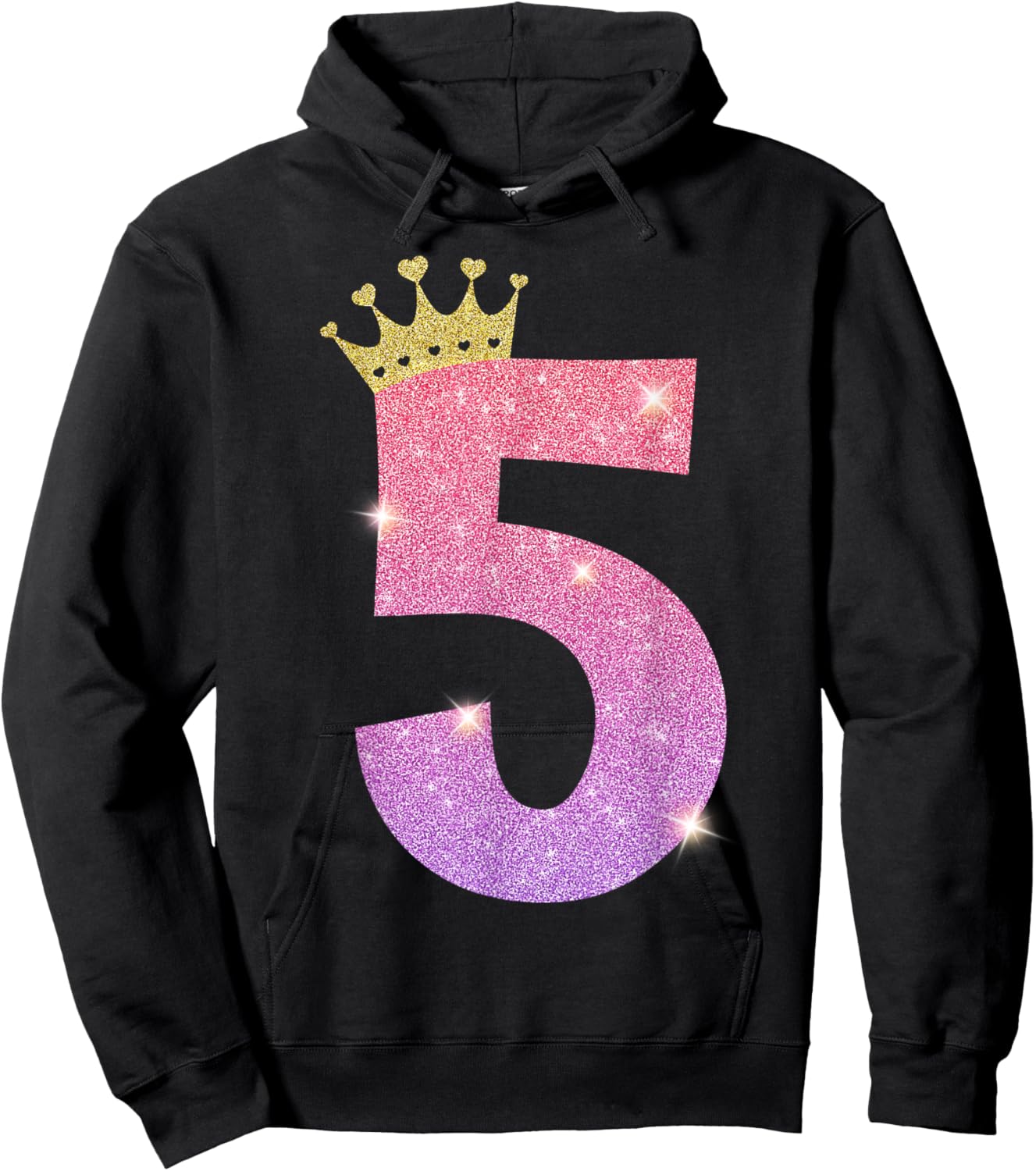 5th Birthday Crown Princess Five Years Old 5 Year Old Hoodie - Hoodie | Black