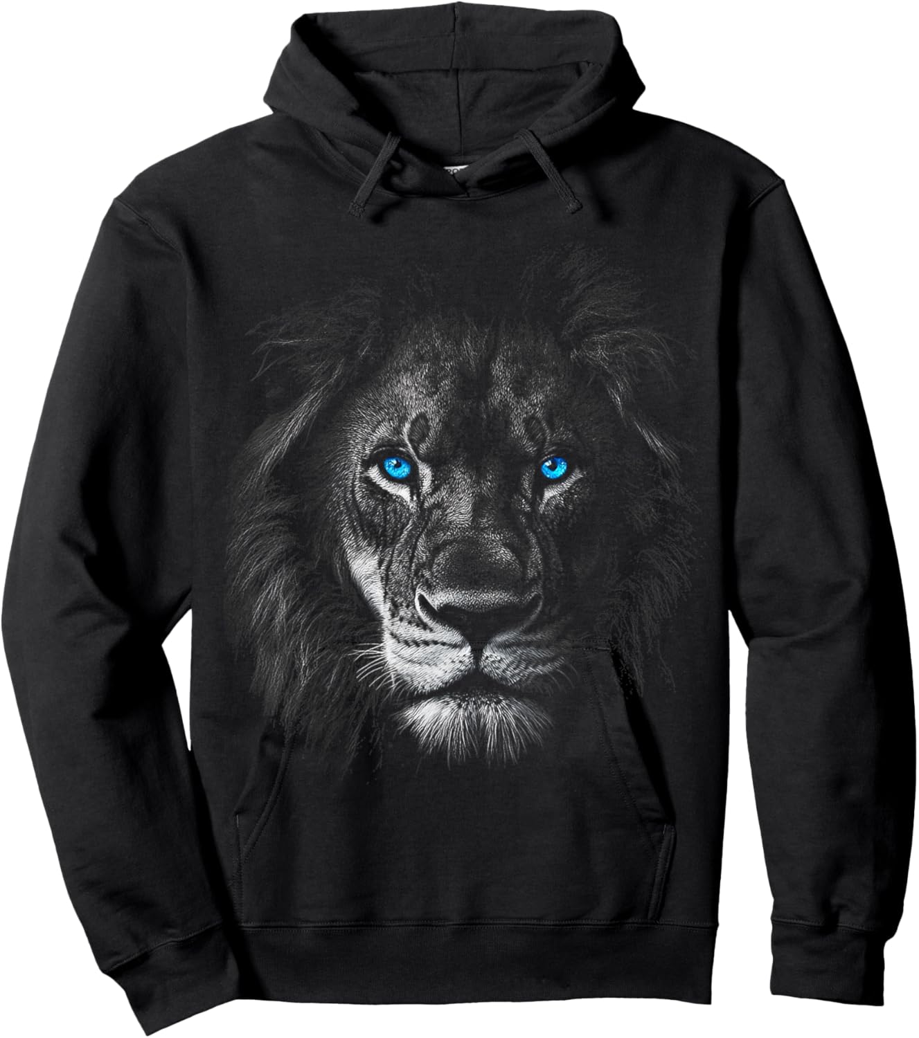 Lion Animal Motif Blue Eyes Artwork Lion Hoodie - Hoodie | Black