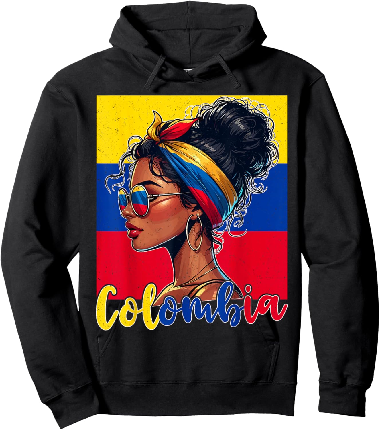 Kolumbianisches Mädchen Kolumbien Flagge Stolze Afro Kolumbianische Frauen Hoodie - Hoodie | Black