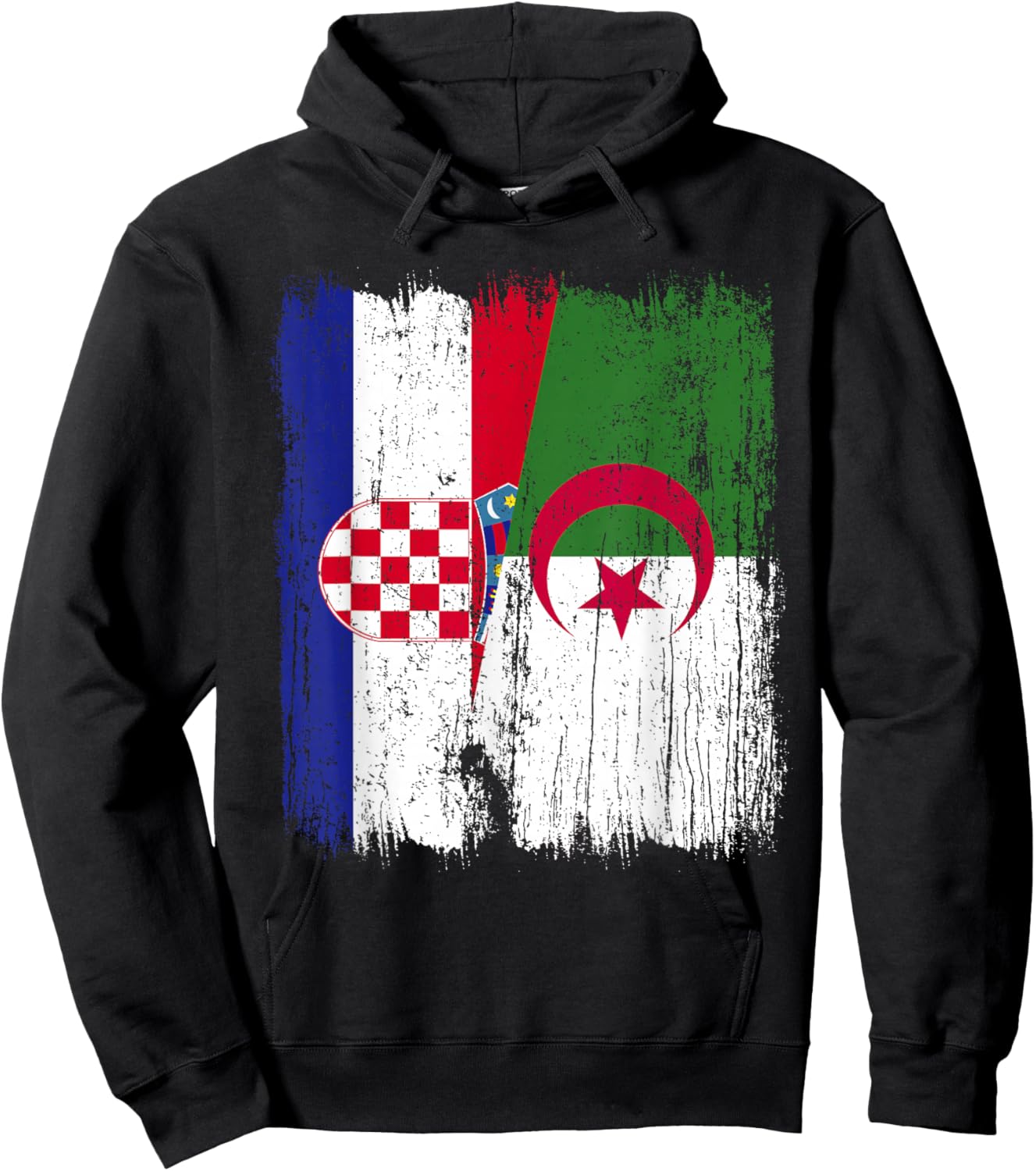 Croatie Algérie Demi Drapeau Croate Patrimoine Algérien Hoodie - Hoodie | Black