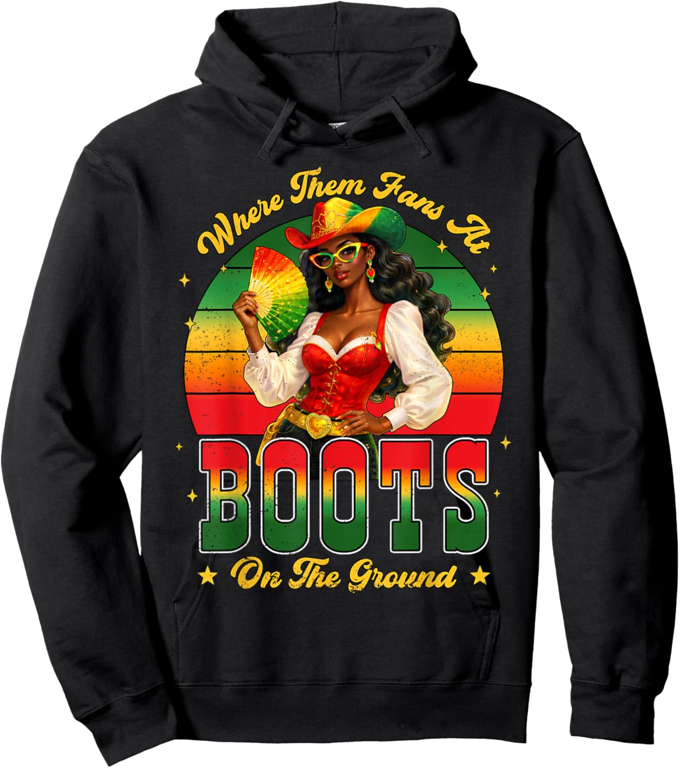 Juneteenth Cowgirl Boots On The Ground Where Them Fans At Hoodie - Hoodie | Black