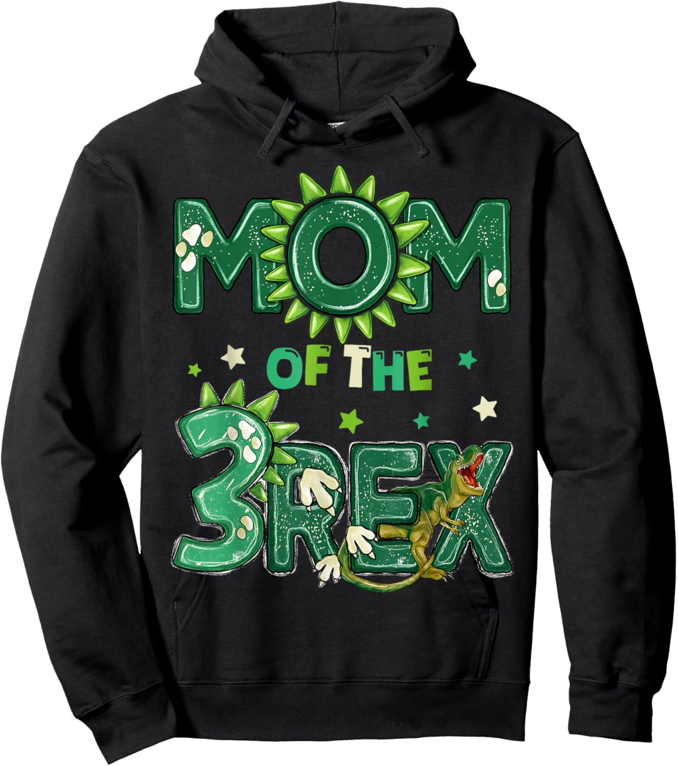 Mom of The Three Rex Birthday Dinosaur Family Matching Hoodie - Hoodie | Black