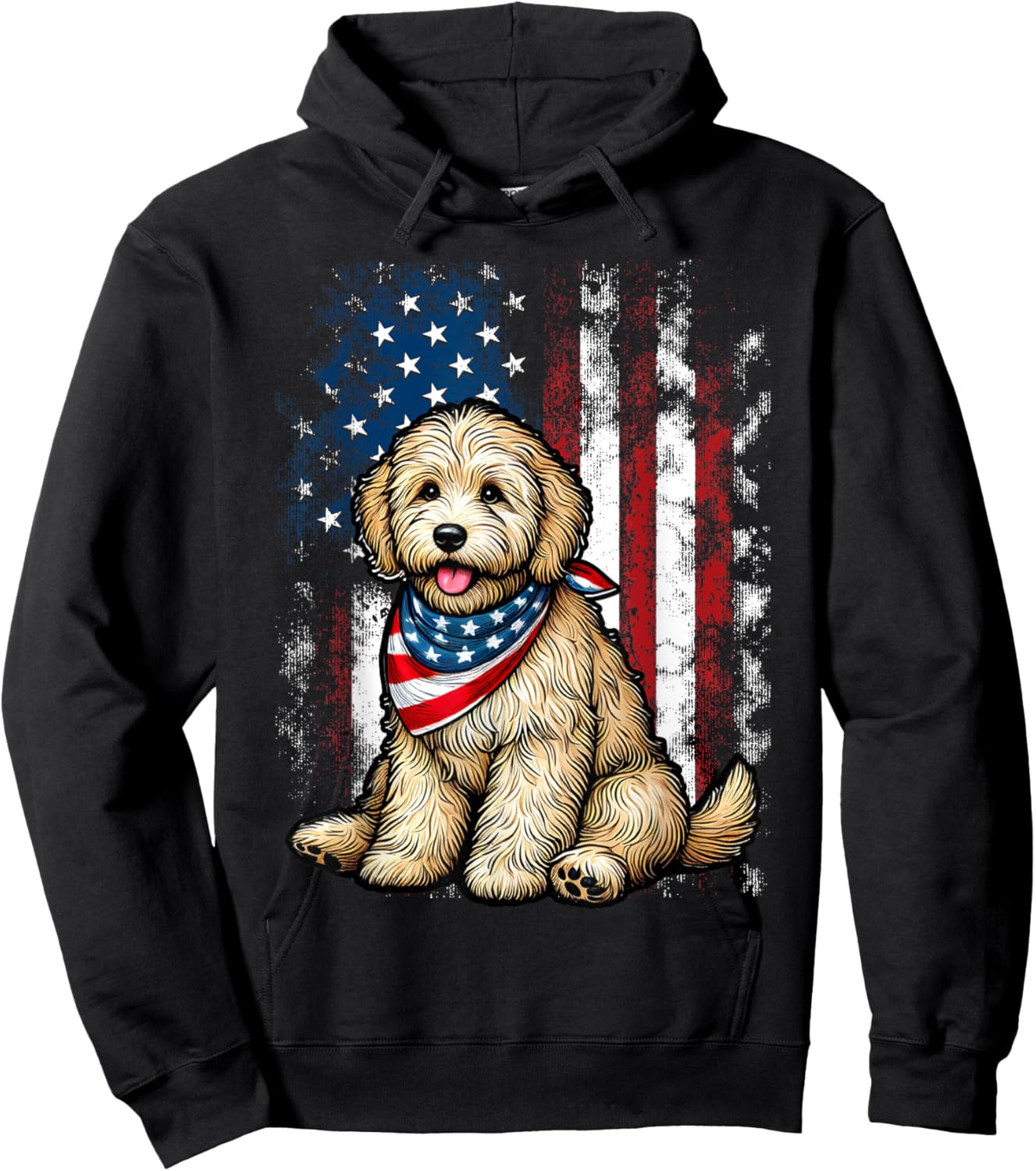 Goldendoodle 4th of July Patriotic Golden Doodle Dog Hoodie - Hoodie | Black
