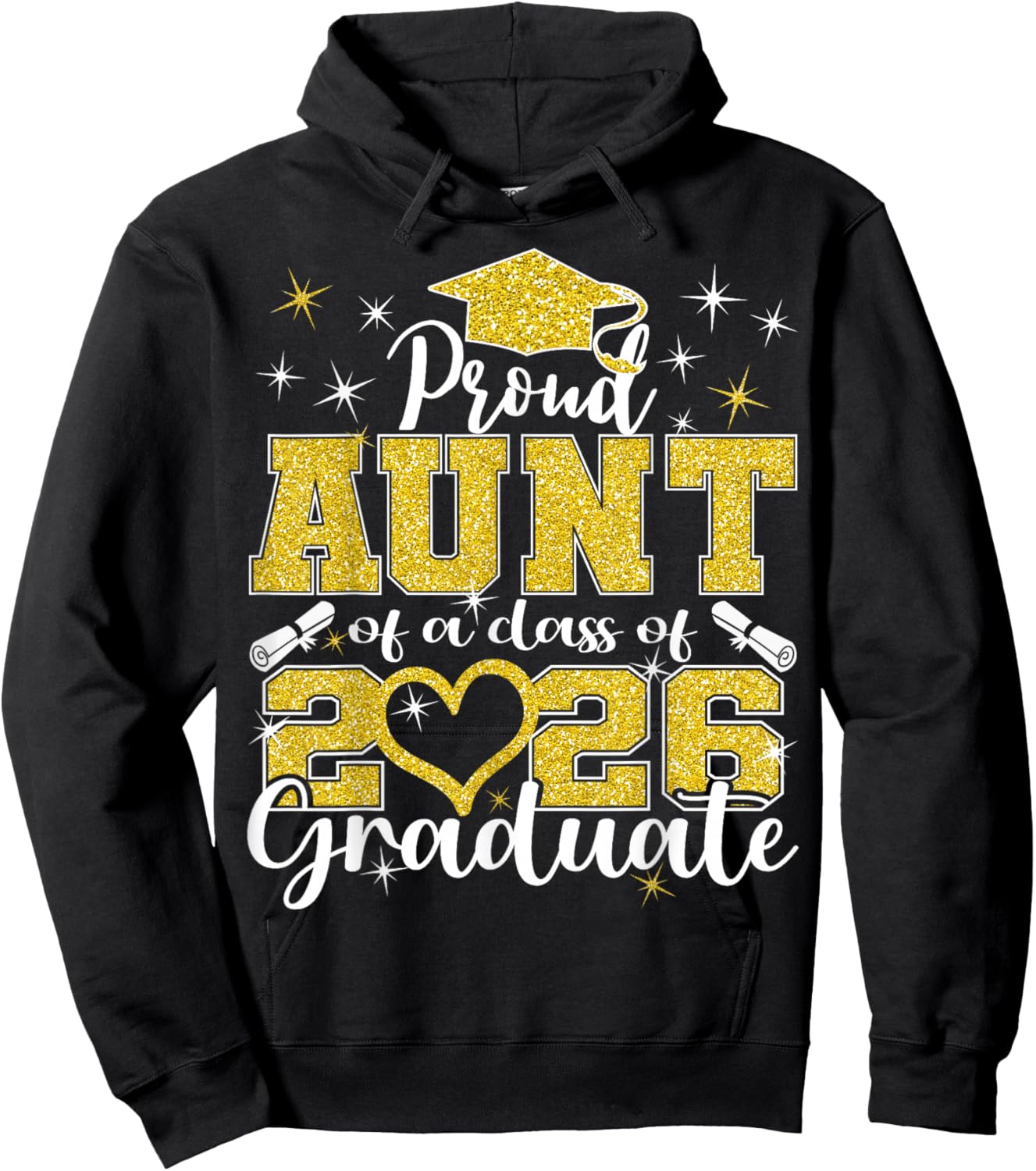 Super Proud Aunt of 2026 Graduate Senior Graduation Family Hoodie - Hoodie | Black