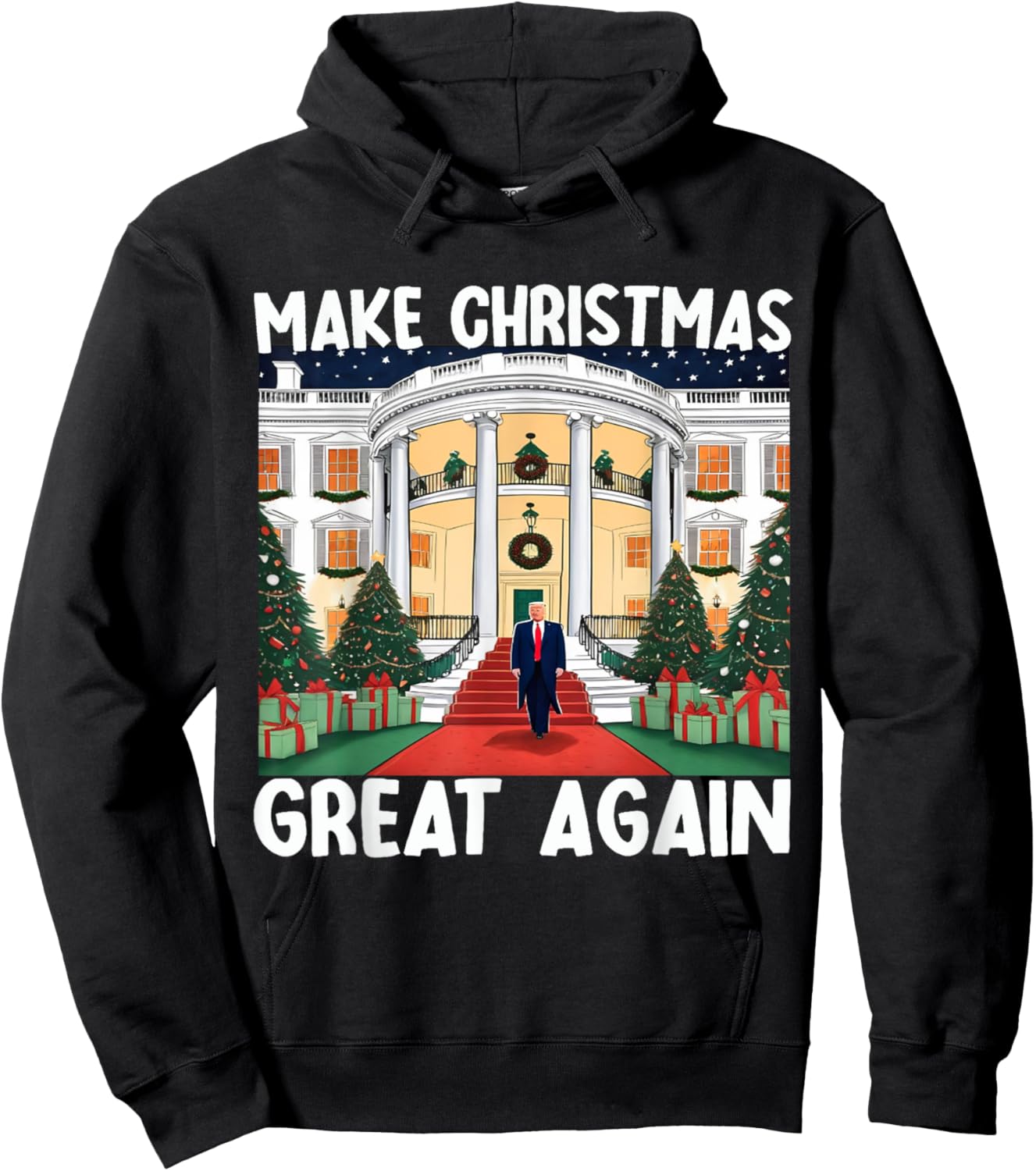 Trump Make Christmas Great Again Funny Xmas Pajama Men Women Hoodie - Hoodie | Black