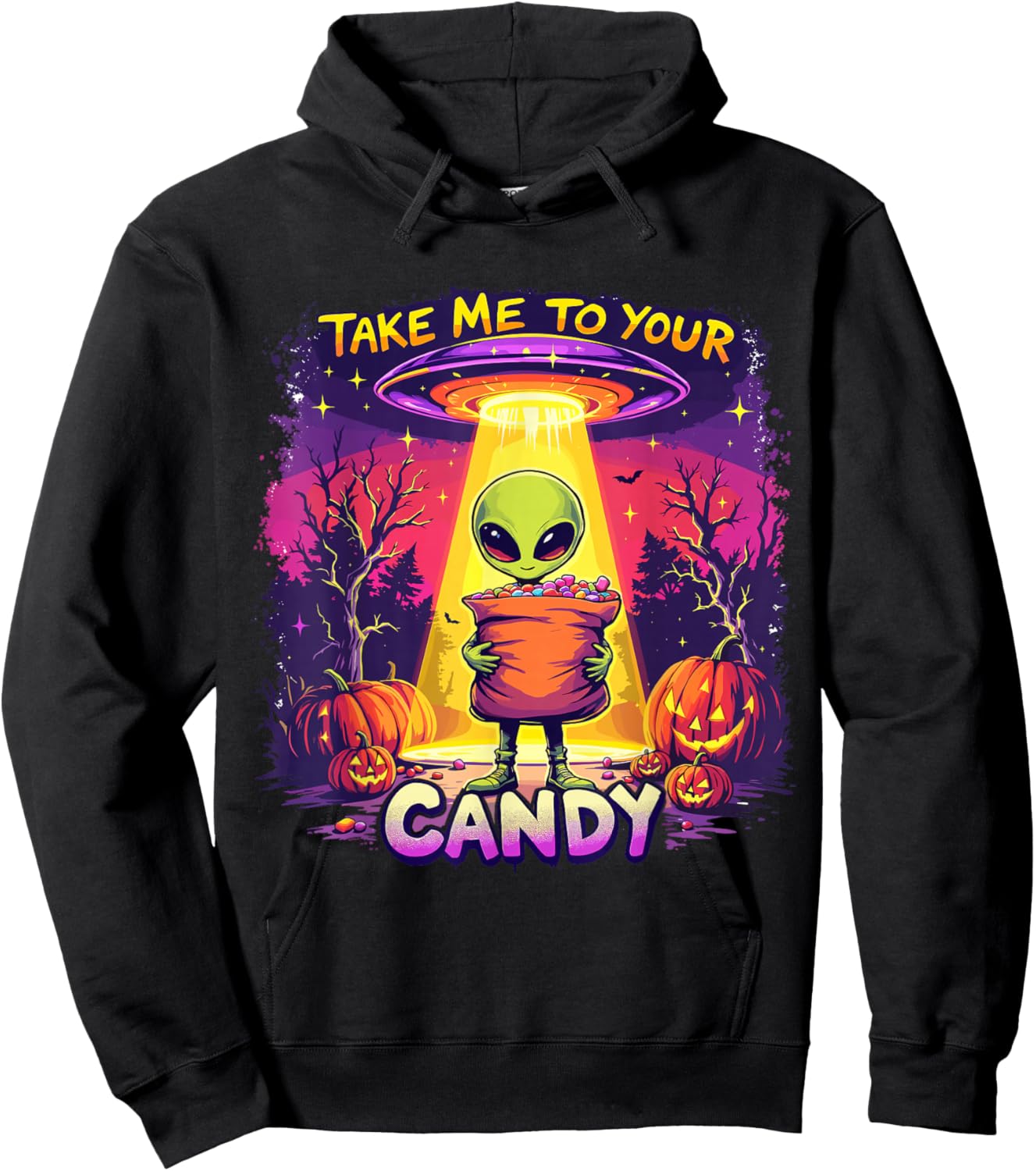 Funny Alien Halloween Costume Trick or Treat Space UFO Candy Hoodie - Hoodie | Black