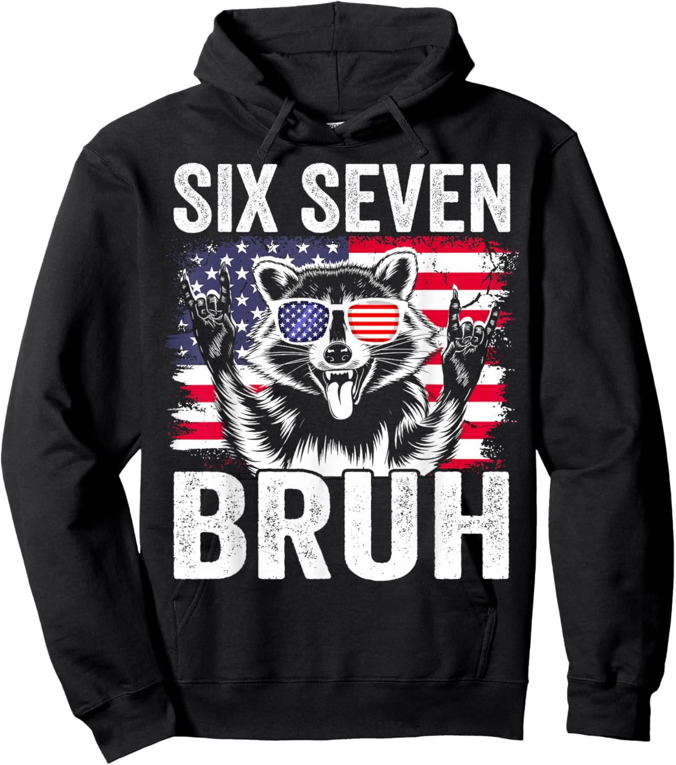 4th of July Boys Outfit American Patriotic 67 Six Seven Bruh Hoodie - Hoodie | Black