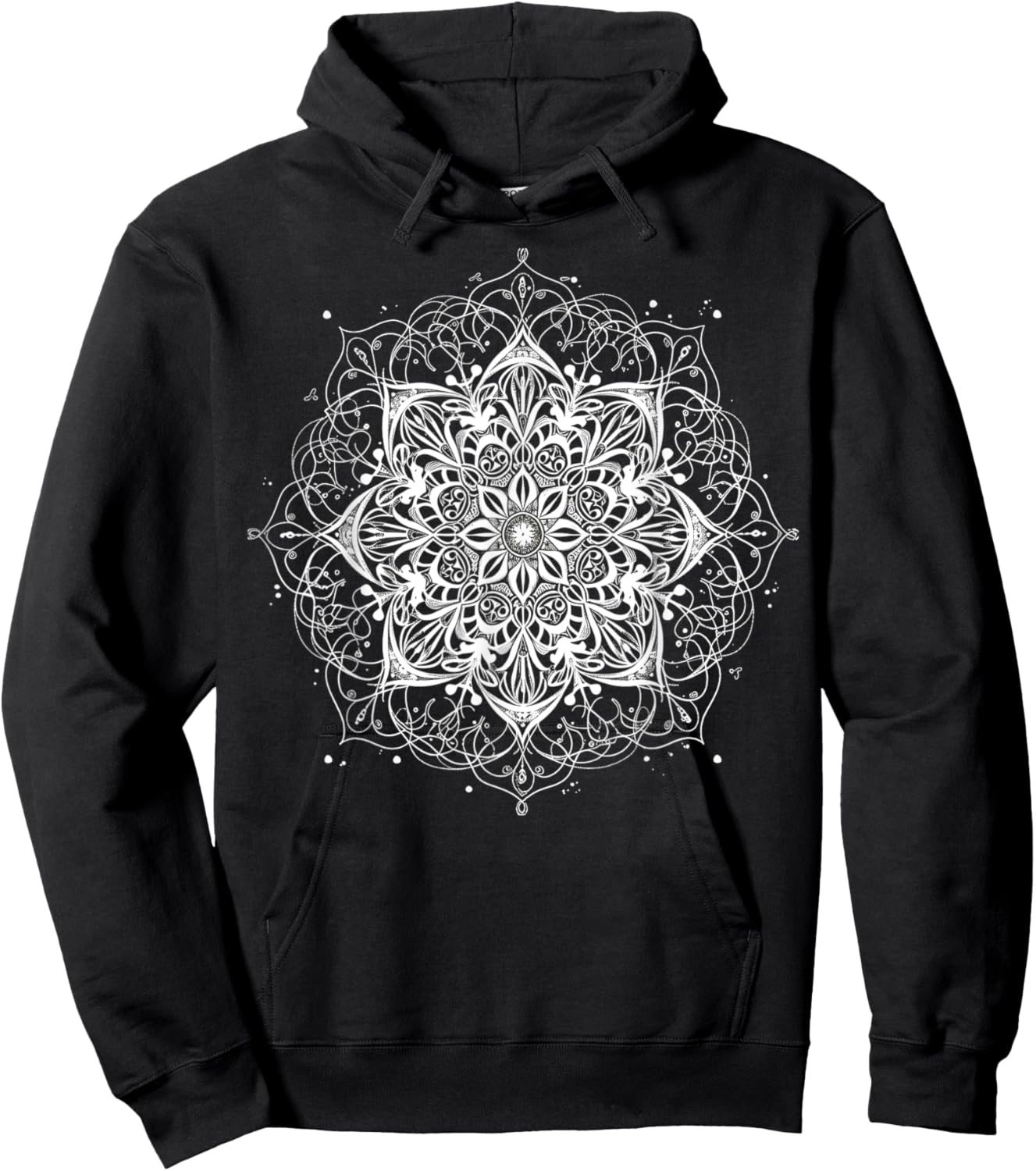 Mandala Black and White Abstract Design Hoodie - Hoodie | Black