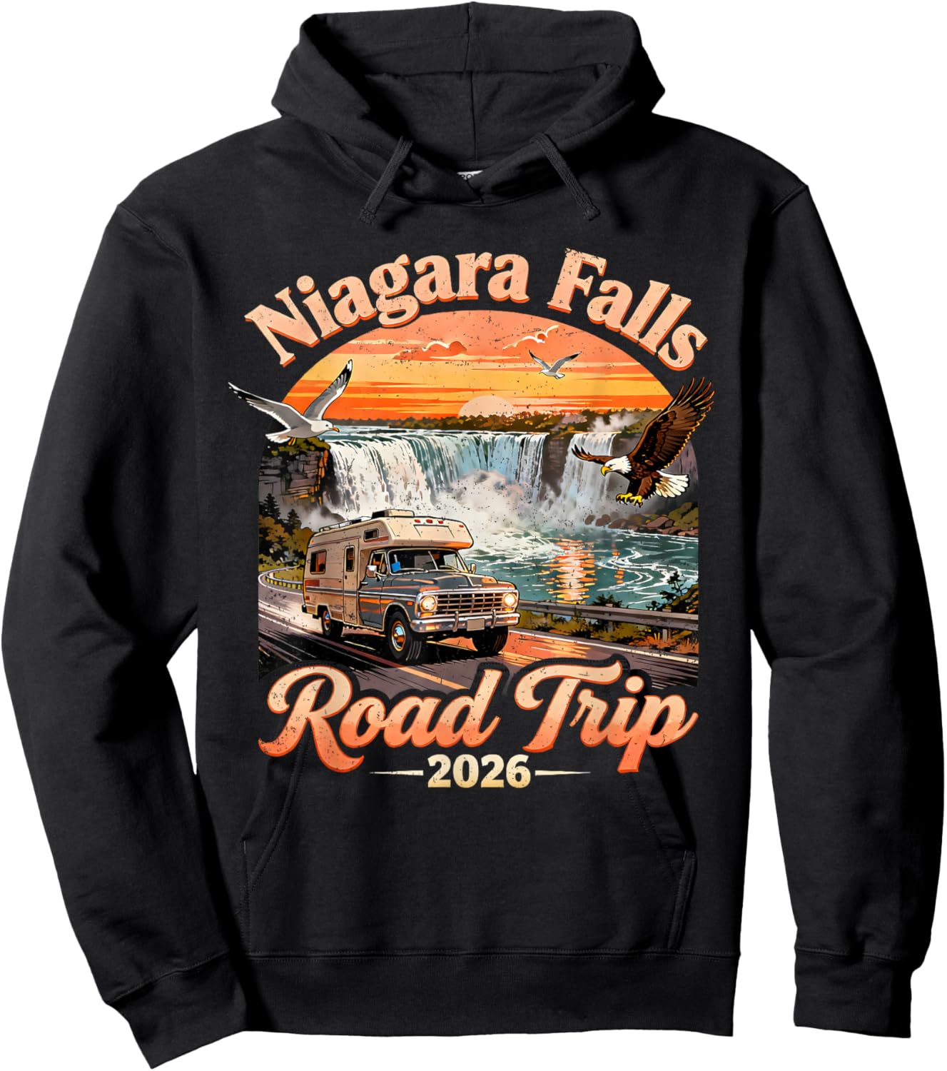 Niagara Falls Road Trip 2026 Travel Adventure Family Hoodie - Hoodie | Black