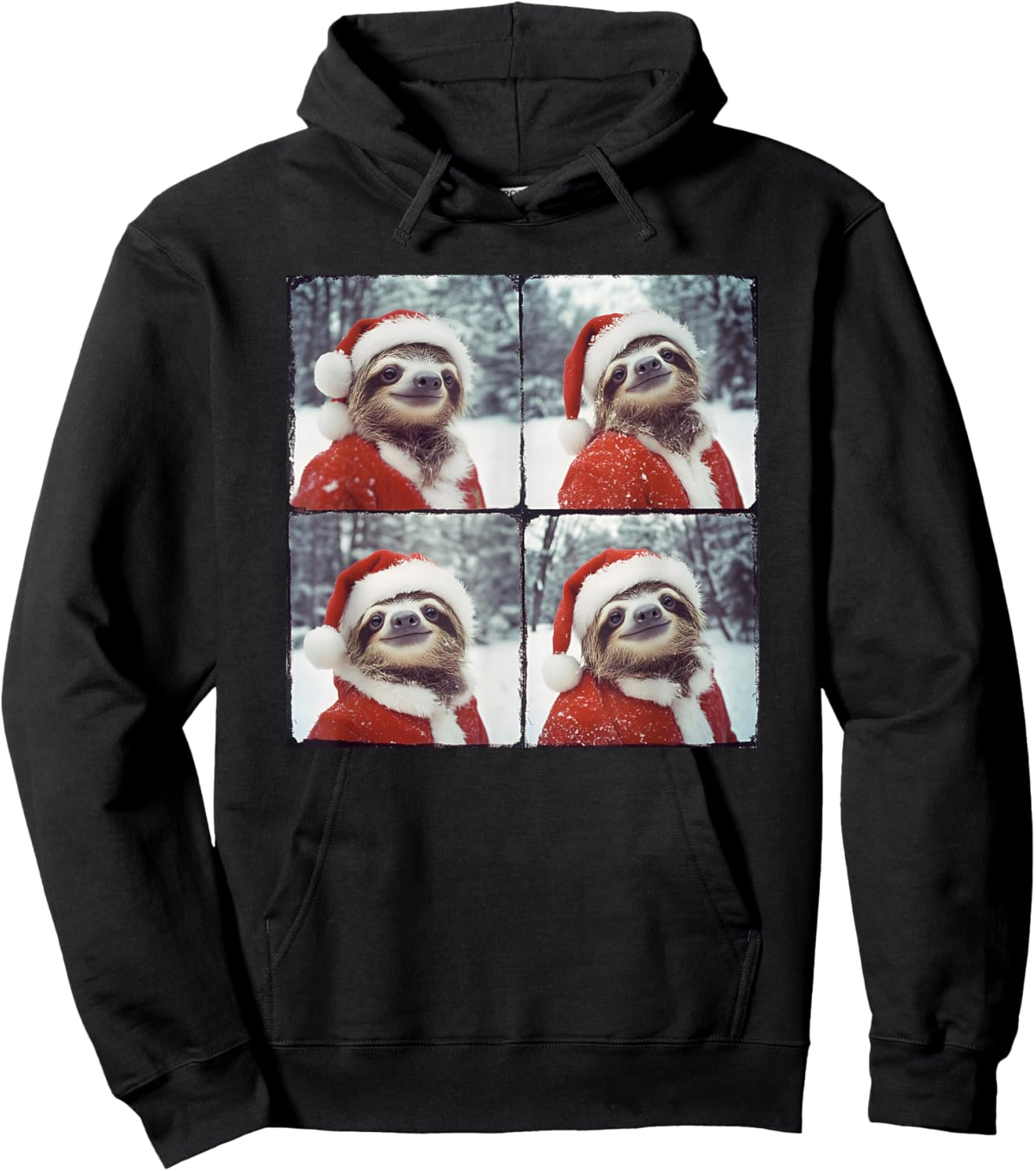 Sloth Santa Hat Funny Sloth Christmas Hoodie - Hoodie | Black