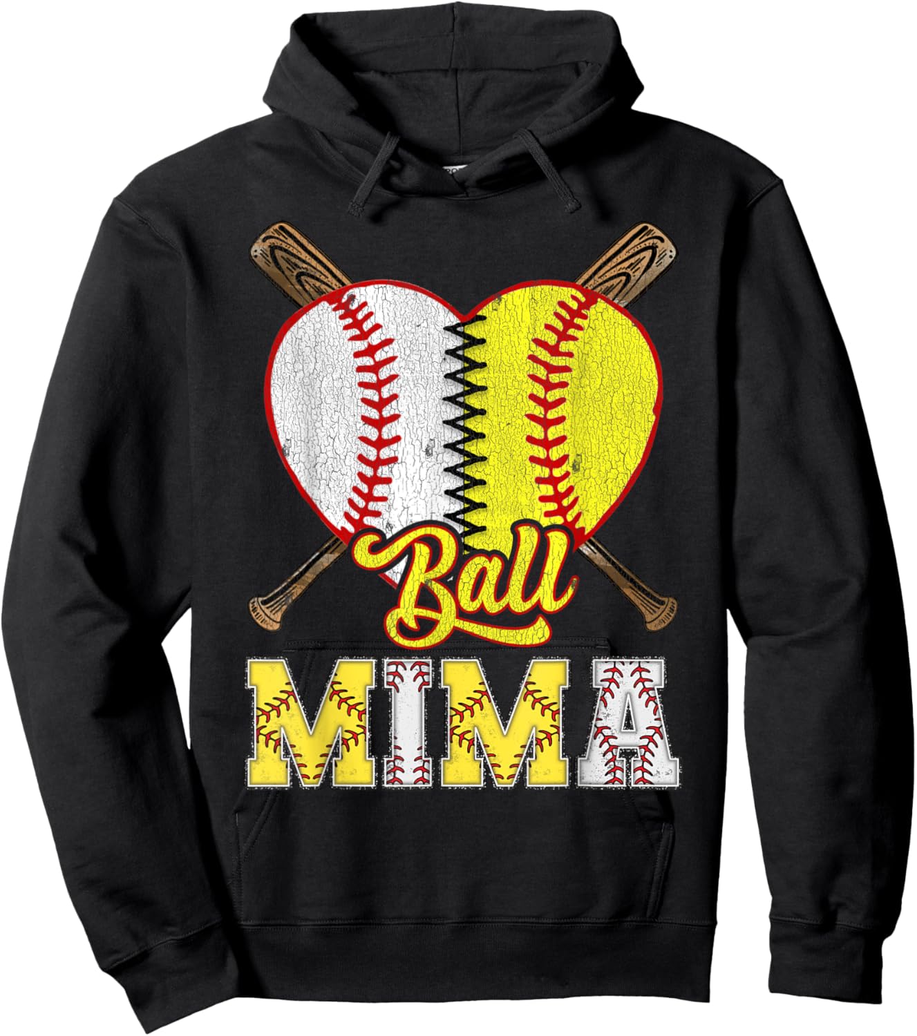 Mima Of Both Ball Mima Half Baseball Softball Hoodie - Hoodie | Black