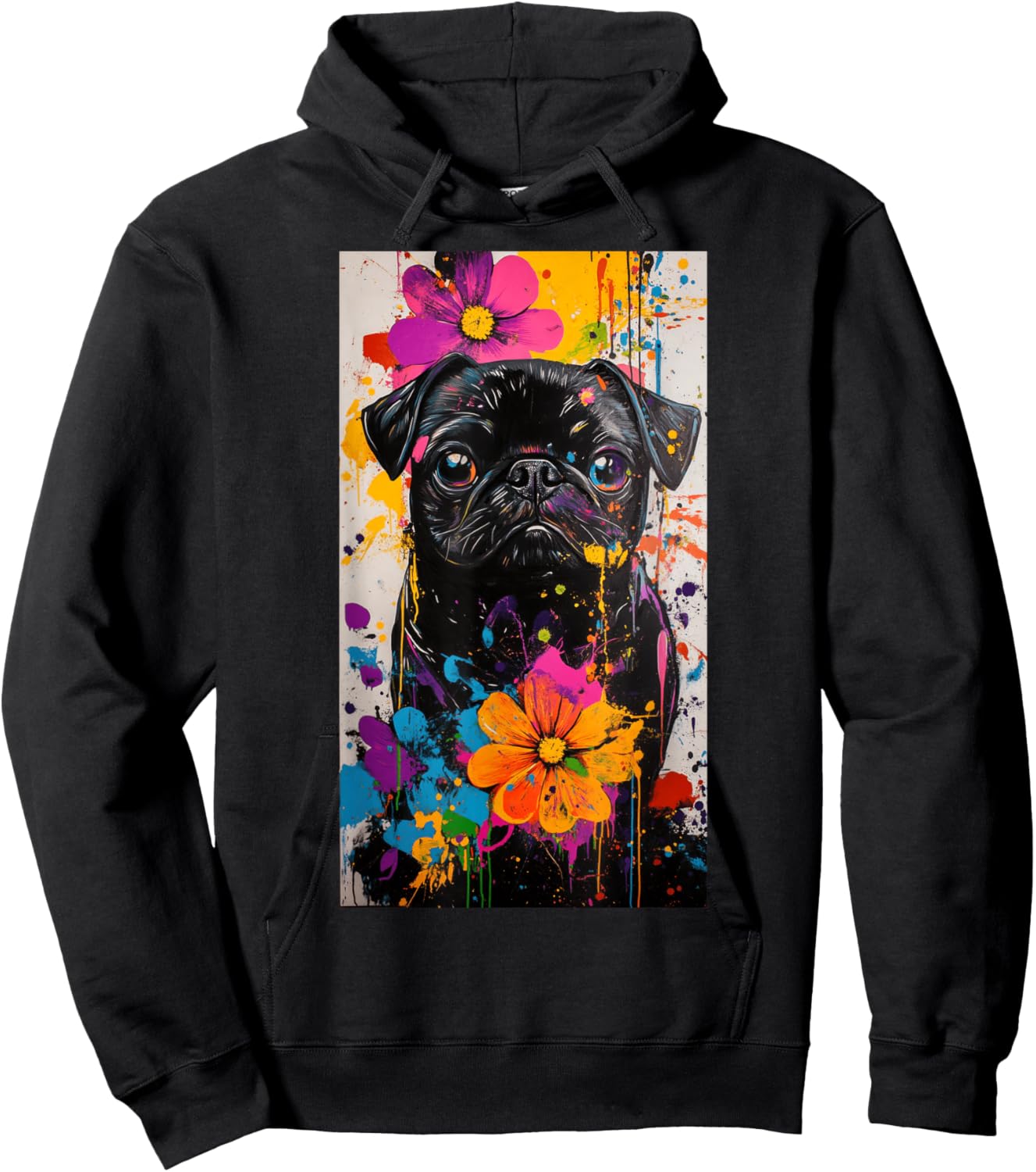 Pug Dog lover Colorful art Pet owner Cute pets Hoodie - Hoodie | Black