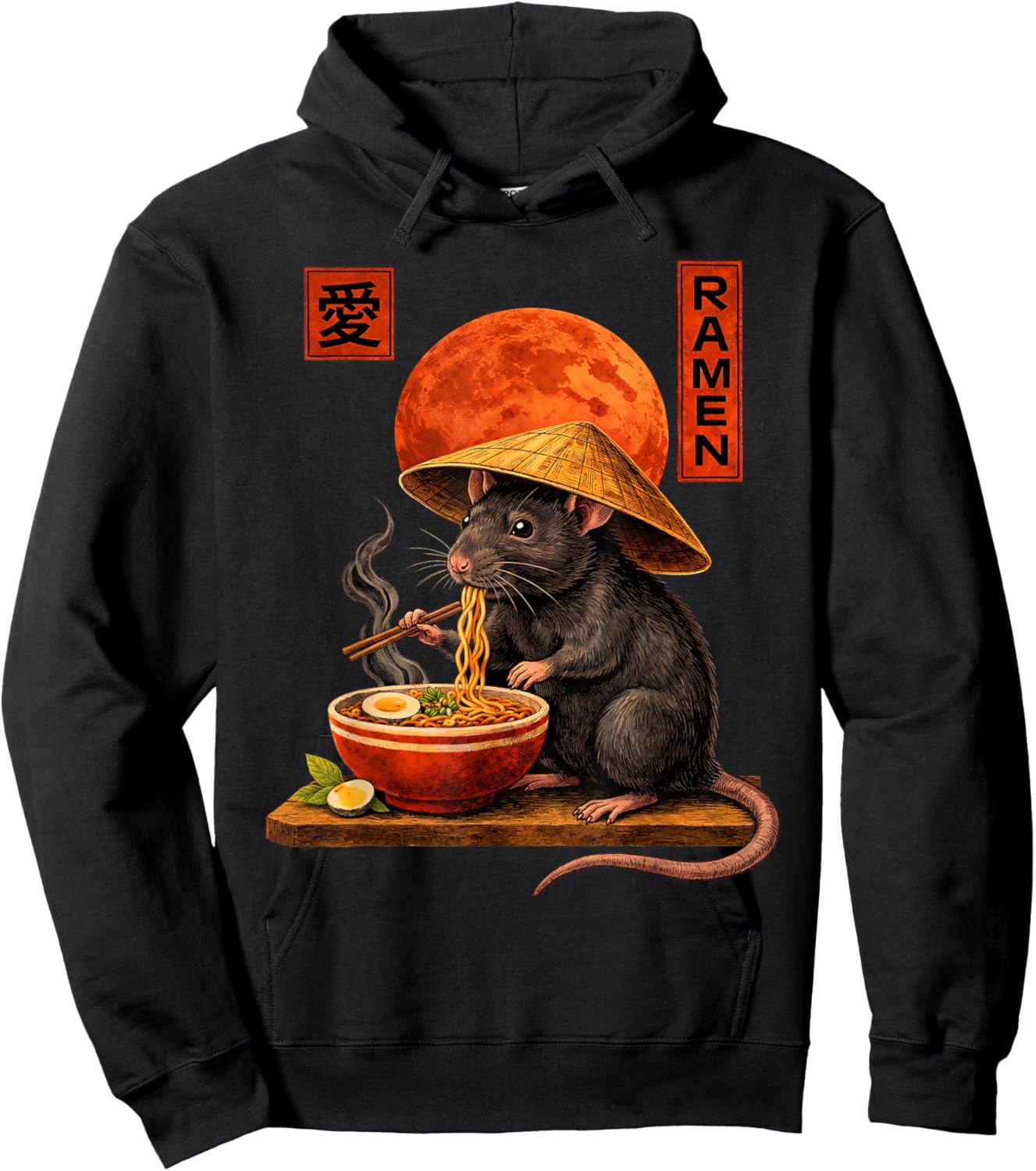 Rat Ramen Japanese Art Funny Anime Kawaii Hoodie - Hoodie | Black