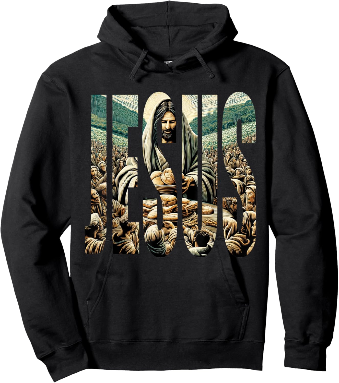 Jesus Miracle Feeding of Five Thousand People 5 + 2 Hoodie - Hoodie | Black