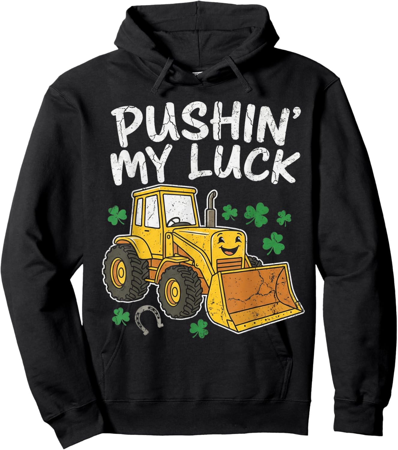 Funny St Patricks Day Toddler Boys Kids Truck Pushin My Luck Hoodie - Hoodie | Black