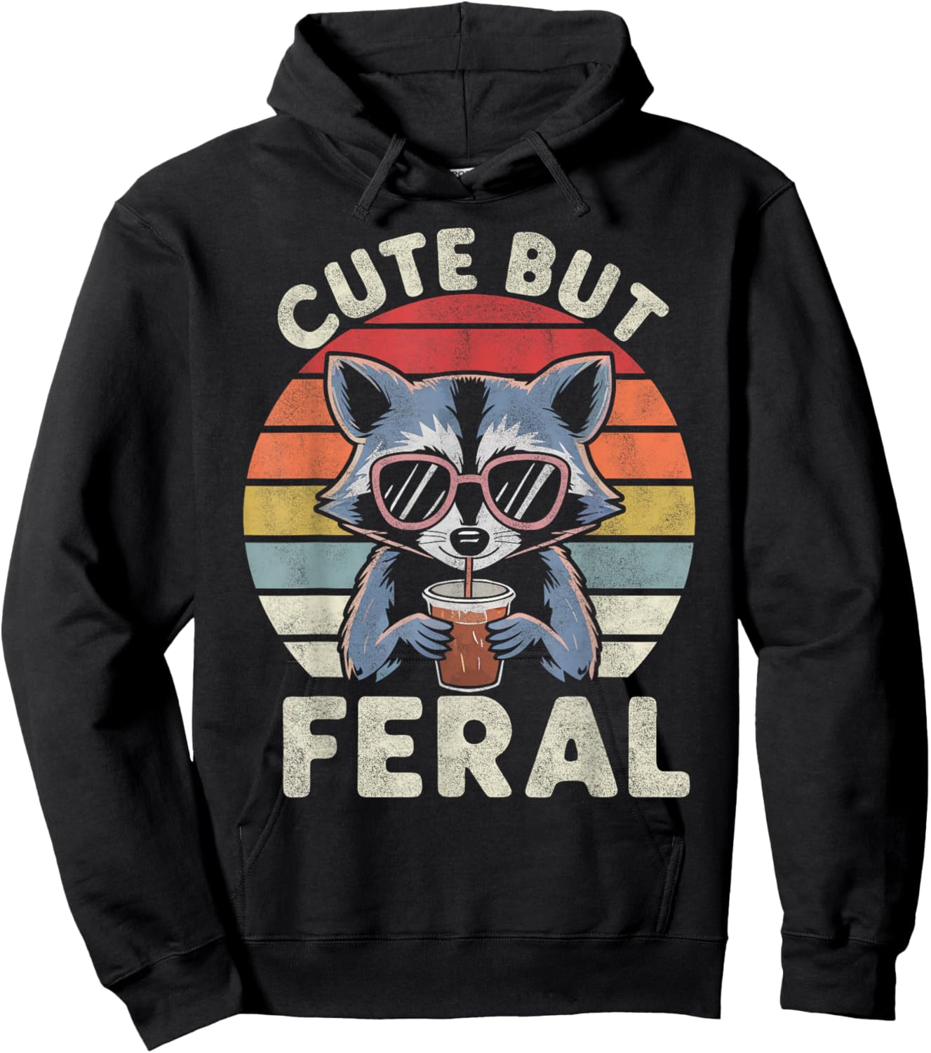 Cute But Feral Funny Racoon Sunglasses for Toddler Boys Kids Hoodie - Hoodie | Black
