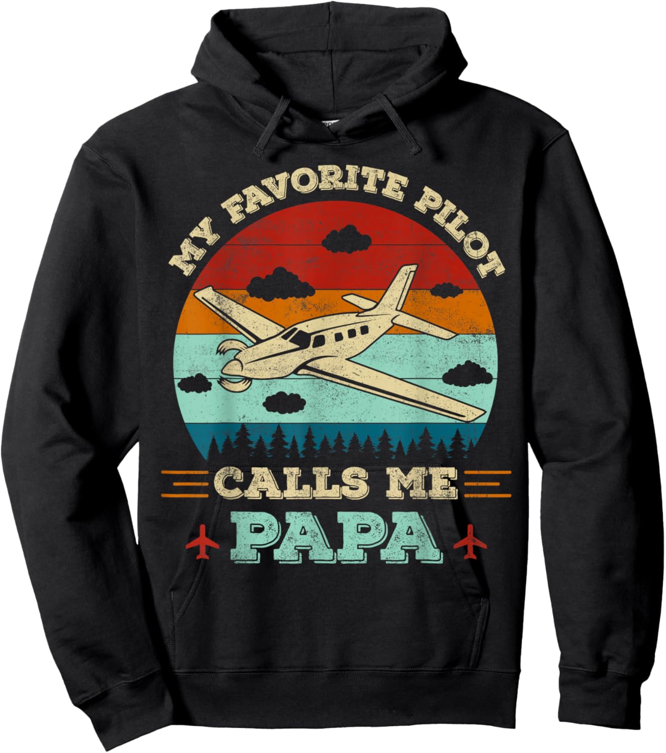 My Favorite Pilot Calls Me Papa Funny Future Pilot Father Hoodie - Hoodie | Black