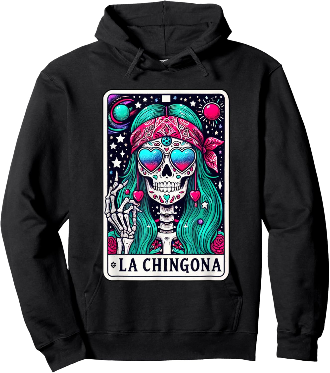 La Chingona Tarot Card Skeleton Latina Mexican Spanish Women Hoodie - Hoodie | Black