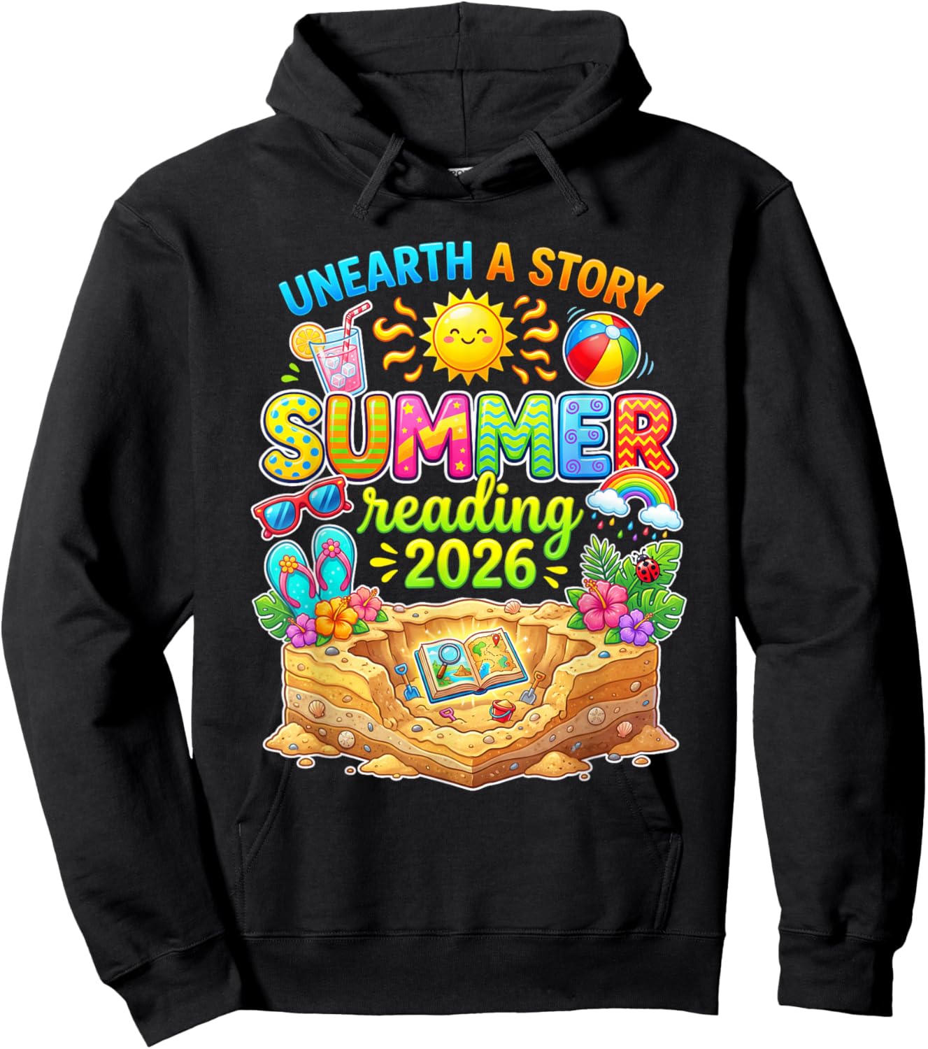 Summer Reading 2026 Unearth a Story Book Reading Hoodie - Hoodie | Black